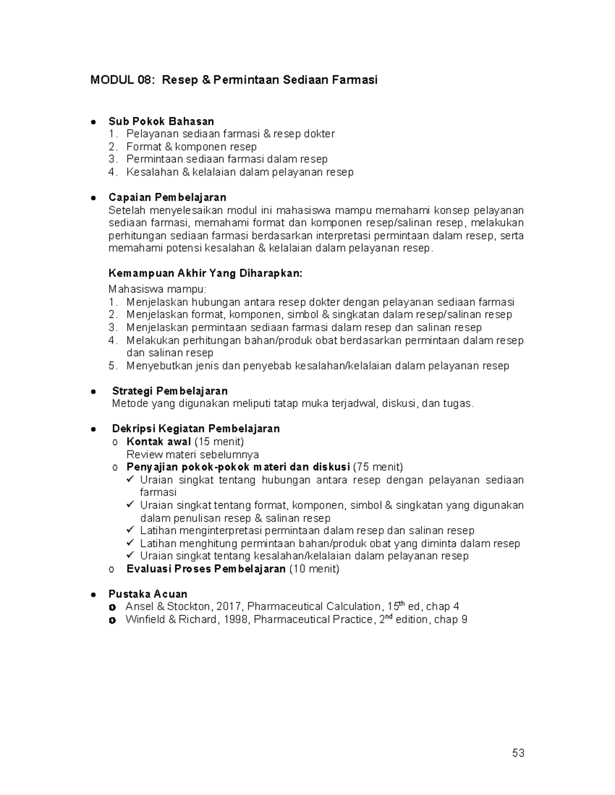 PK 2020 M-08 Modul Resep dan Permintaan Sediaan Farmasi - Studocu