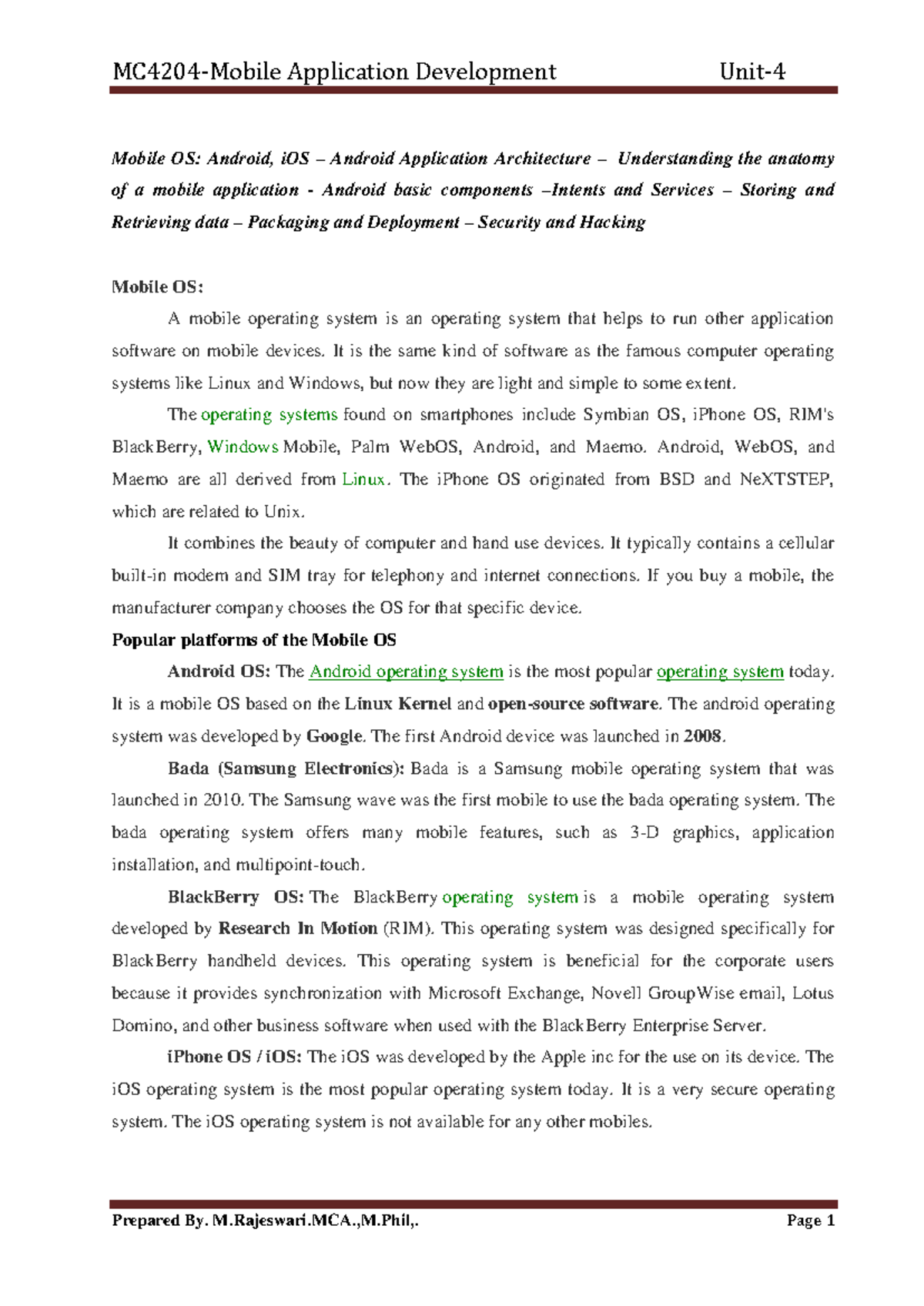 Application Development in Mobile OS: Android & iOS Architecture ...