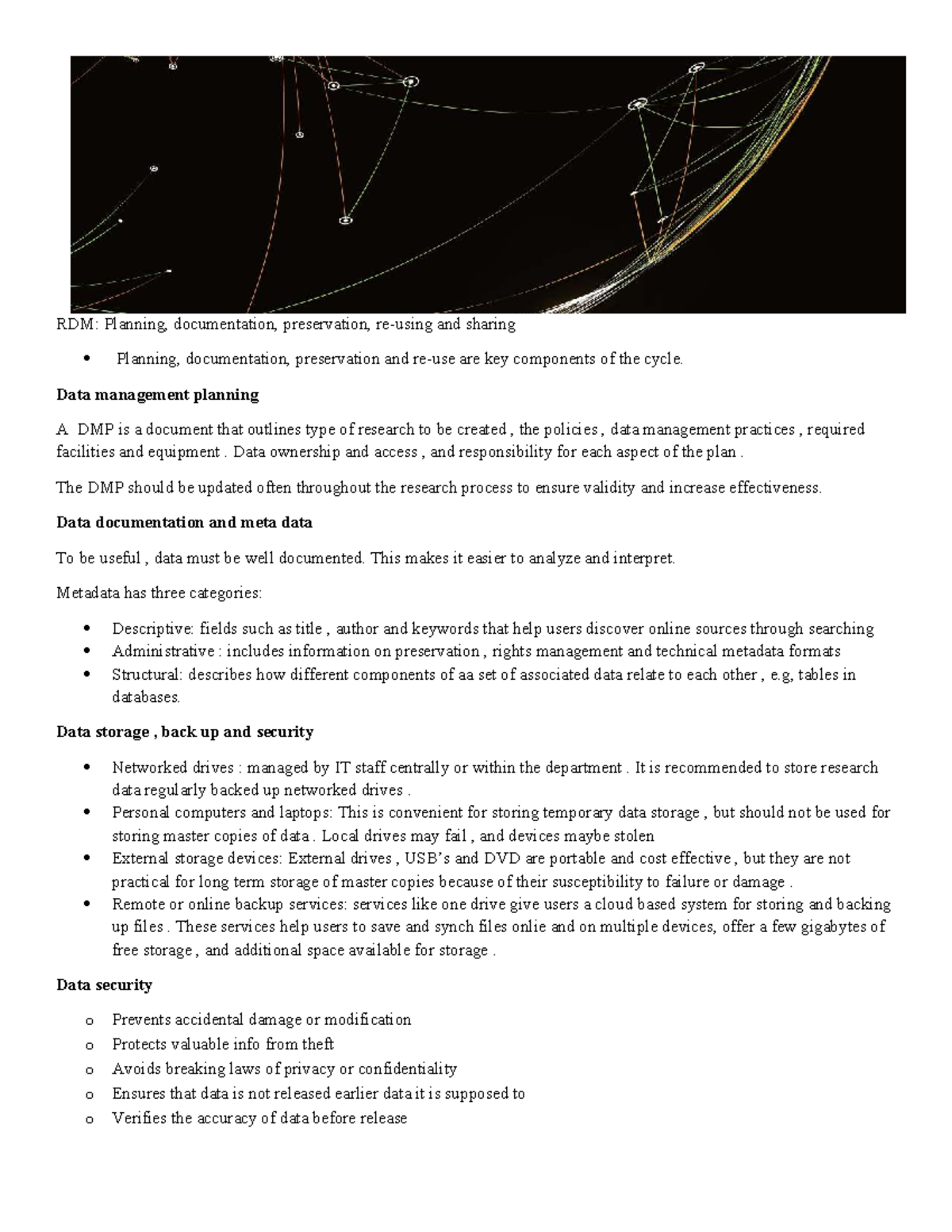 RDM: Research and design planning for data management strategies - Studocu