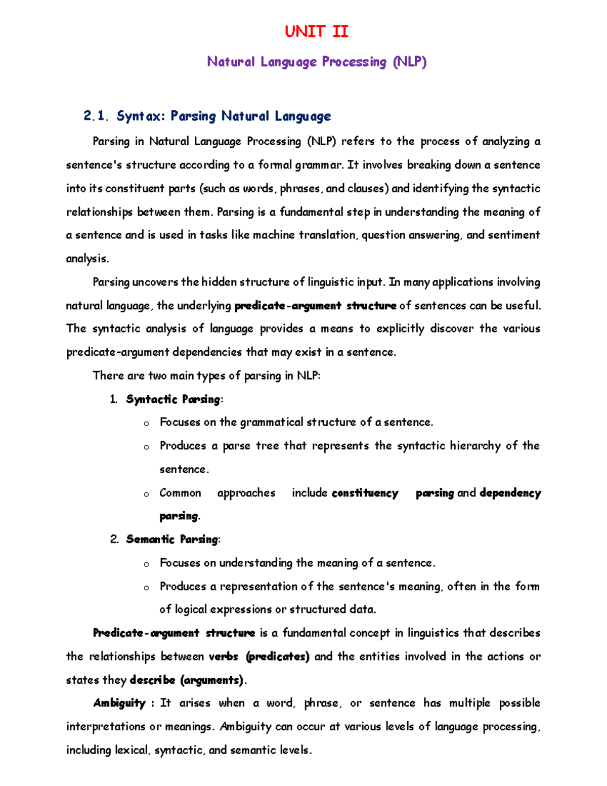 NLP UNIT II: Syntax and Parsing Techniques in Natural Language ...