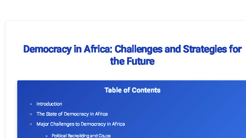 Democracy in Africa: Challenges & Strategies for Future Resilience ...