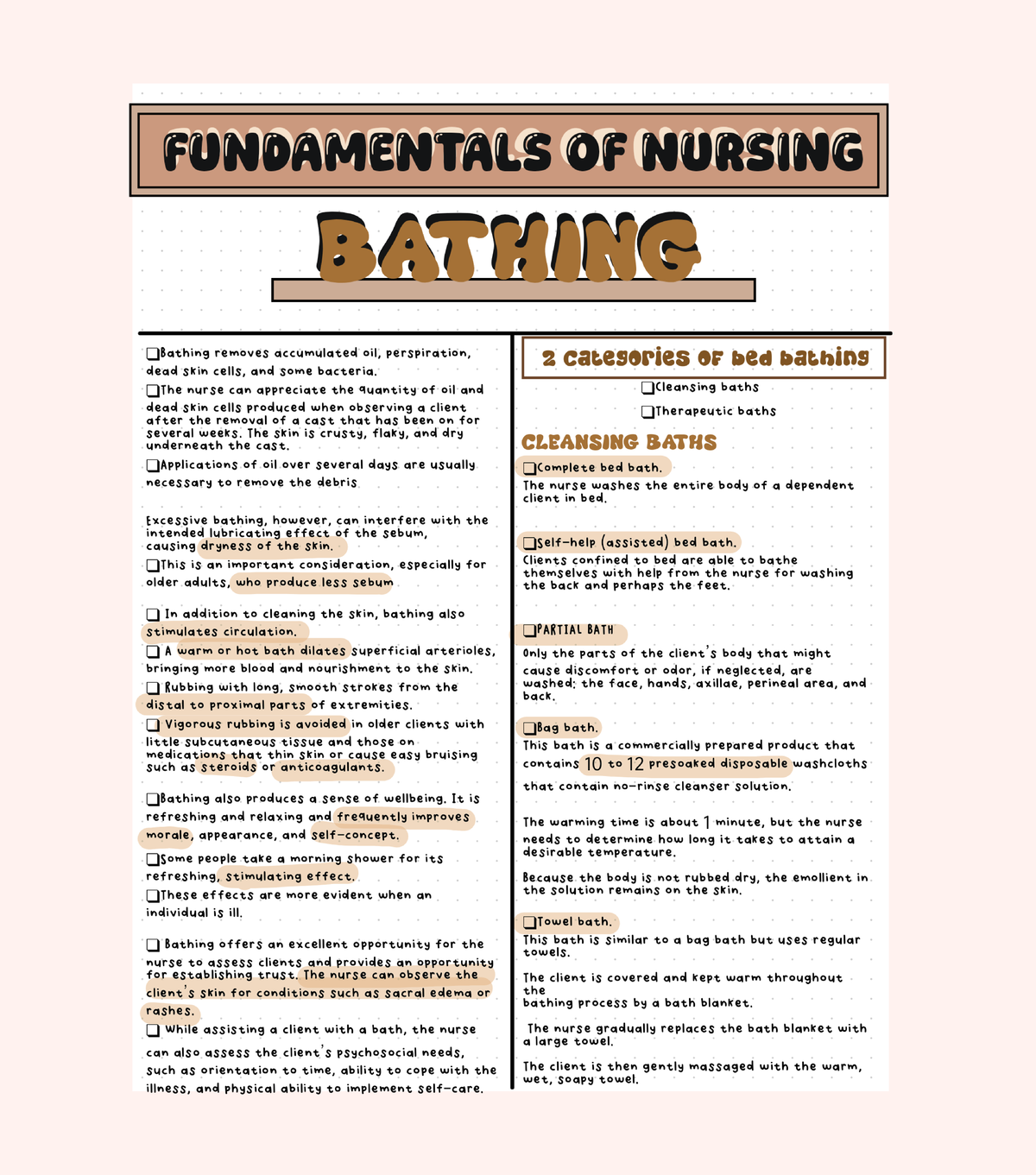 NURS 101: Bathing Techniques and Bed Making Procedures - Studocu