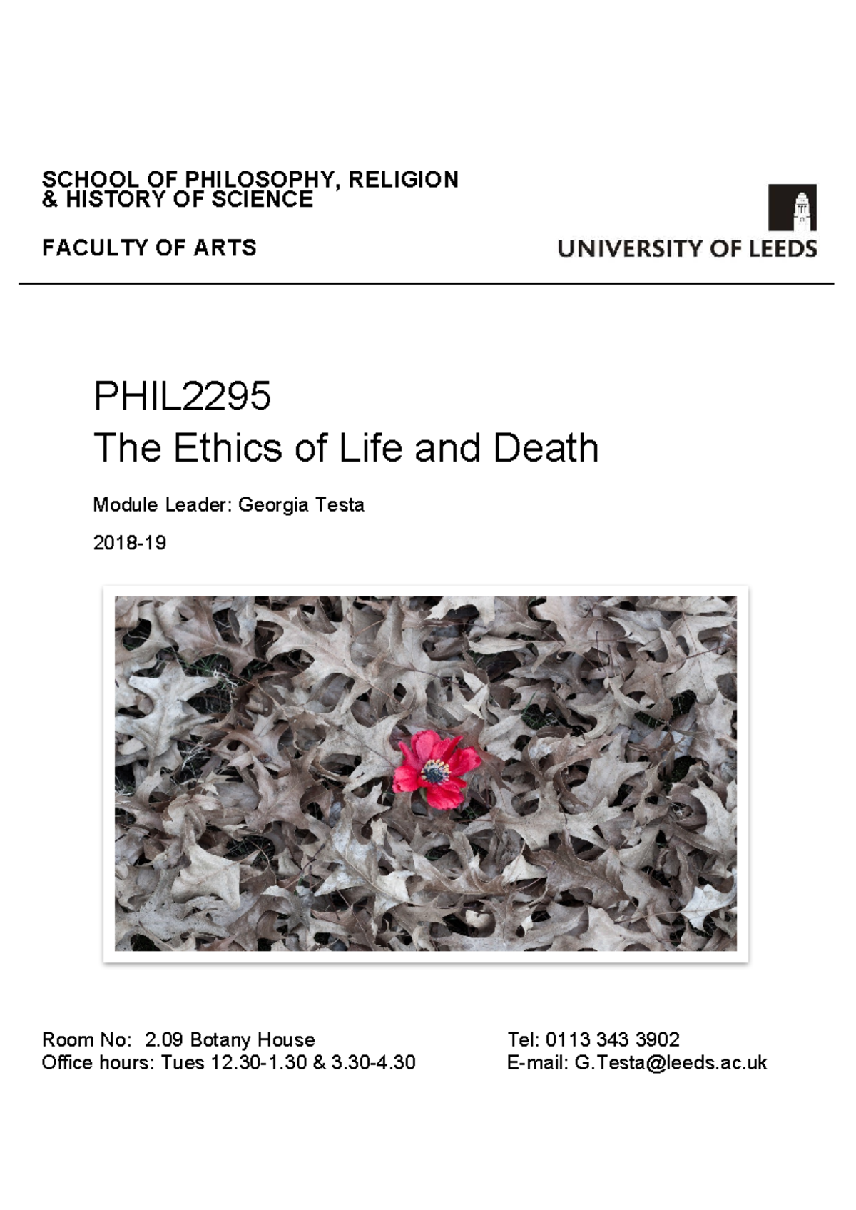 PHIL2295 Module Handbook: The Ethics of Life and Death (2018-2019 ...