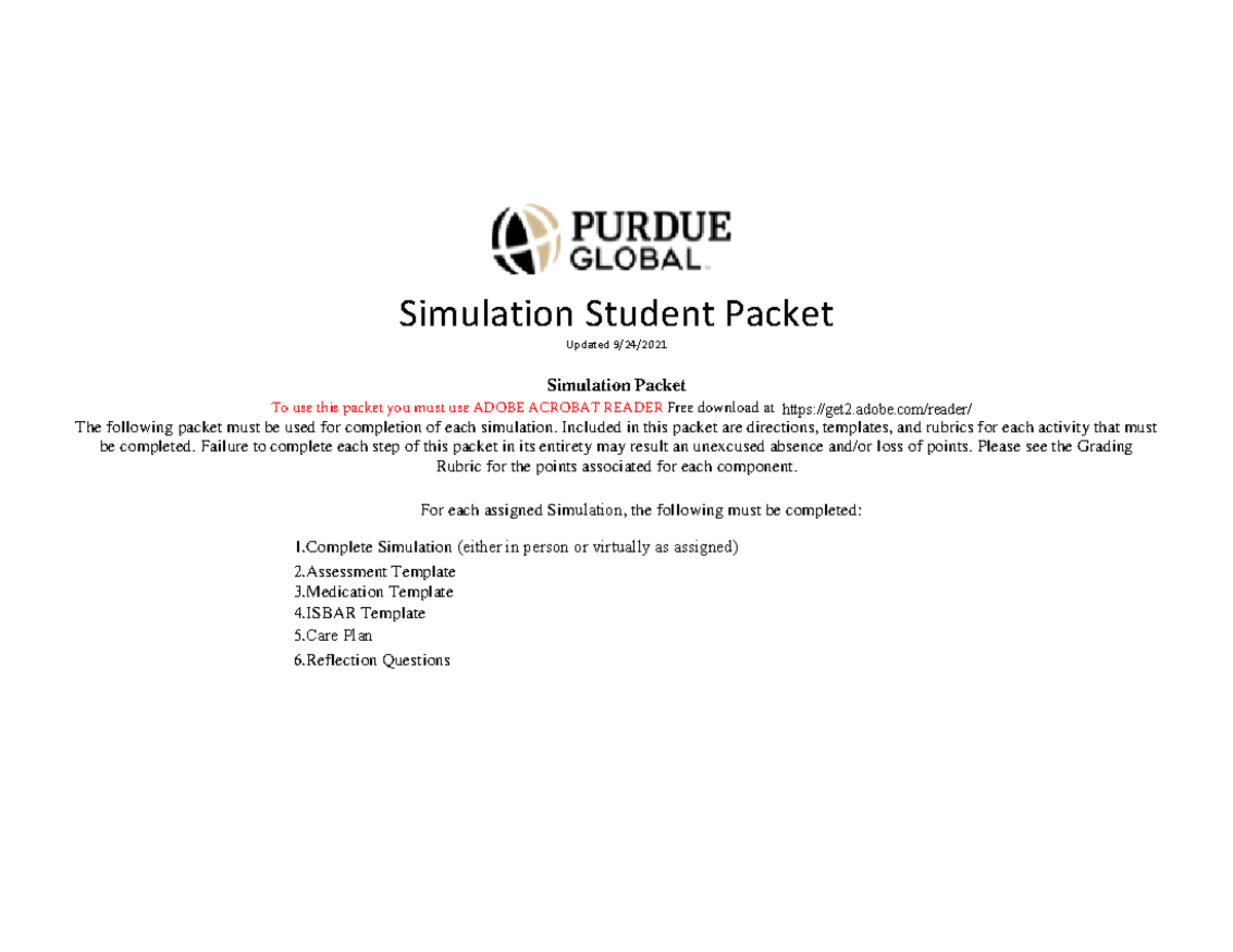 Clinical Simulation Student Packet for Nursing 101 - Updated 9/24 - Studocu