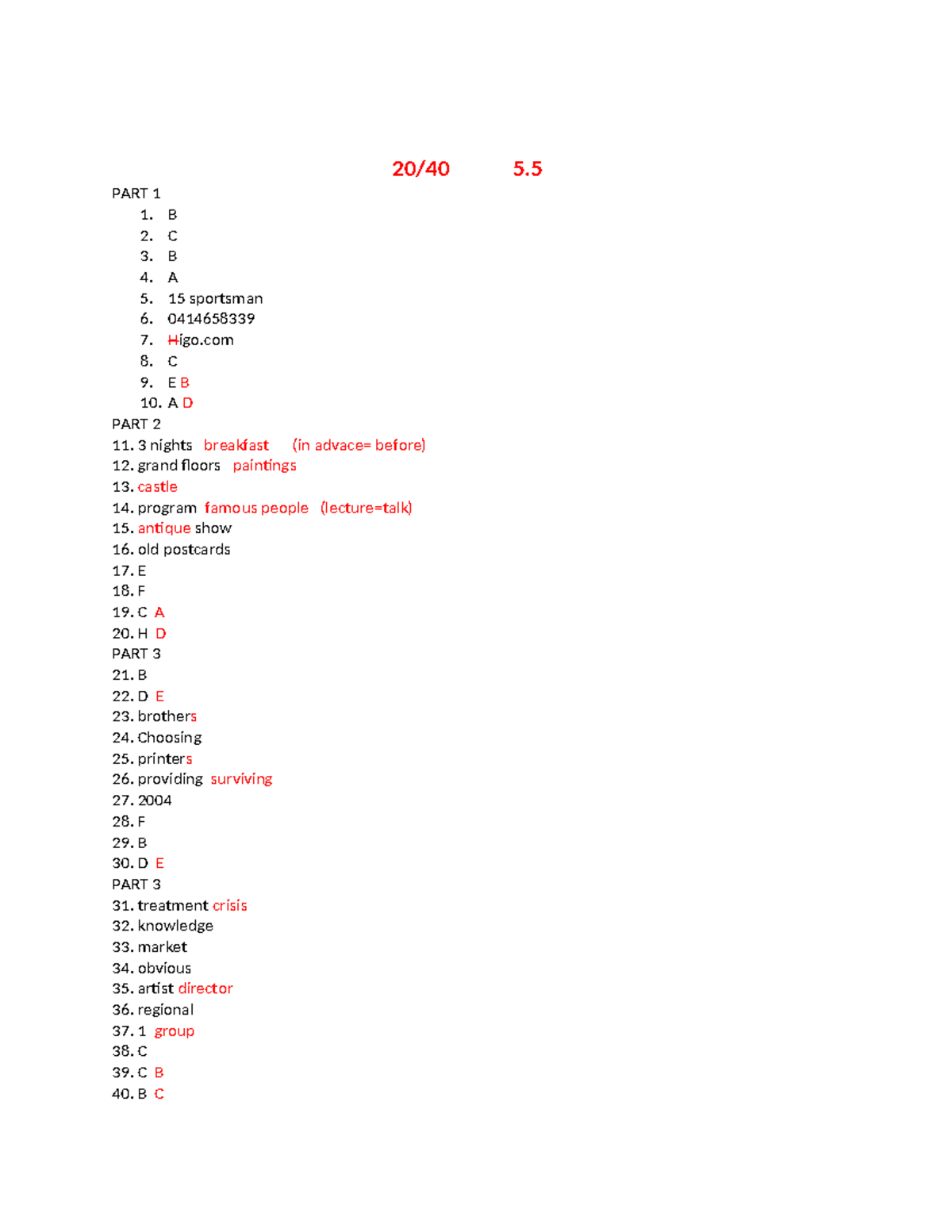 IELTS Listening Practice: Sections 1-8 Answers and Notes - Studocu