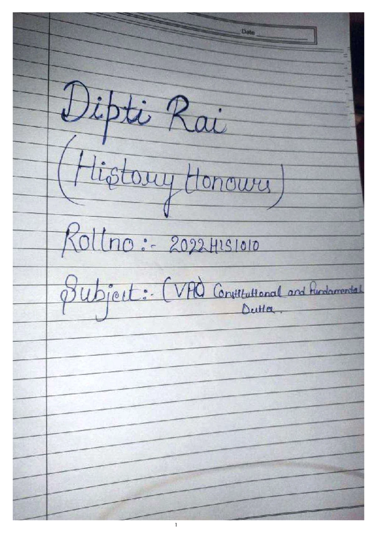 Dipti HIS1010 - ..... - NAME -DIPTI RAI ROLL NO-2022HIS SUBJECT-RISE OF ...