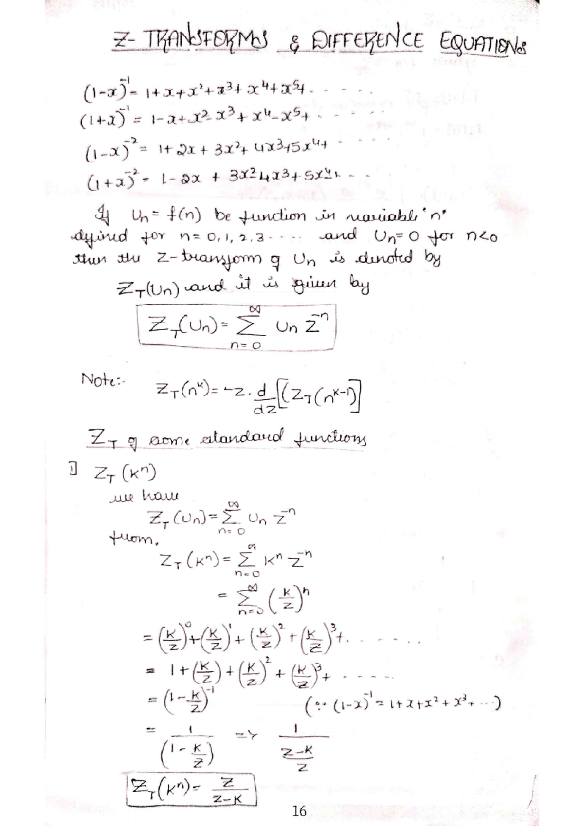 Module 3 - Z-Transforms - TRANSFORMS DIFFERENCE EQUATIONS 3x2 If f(n ...