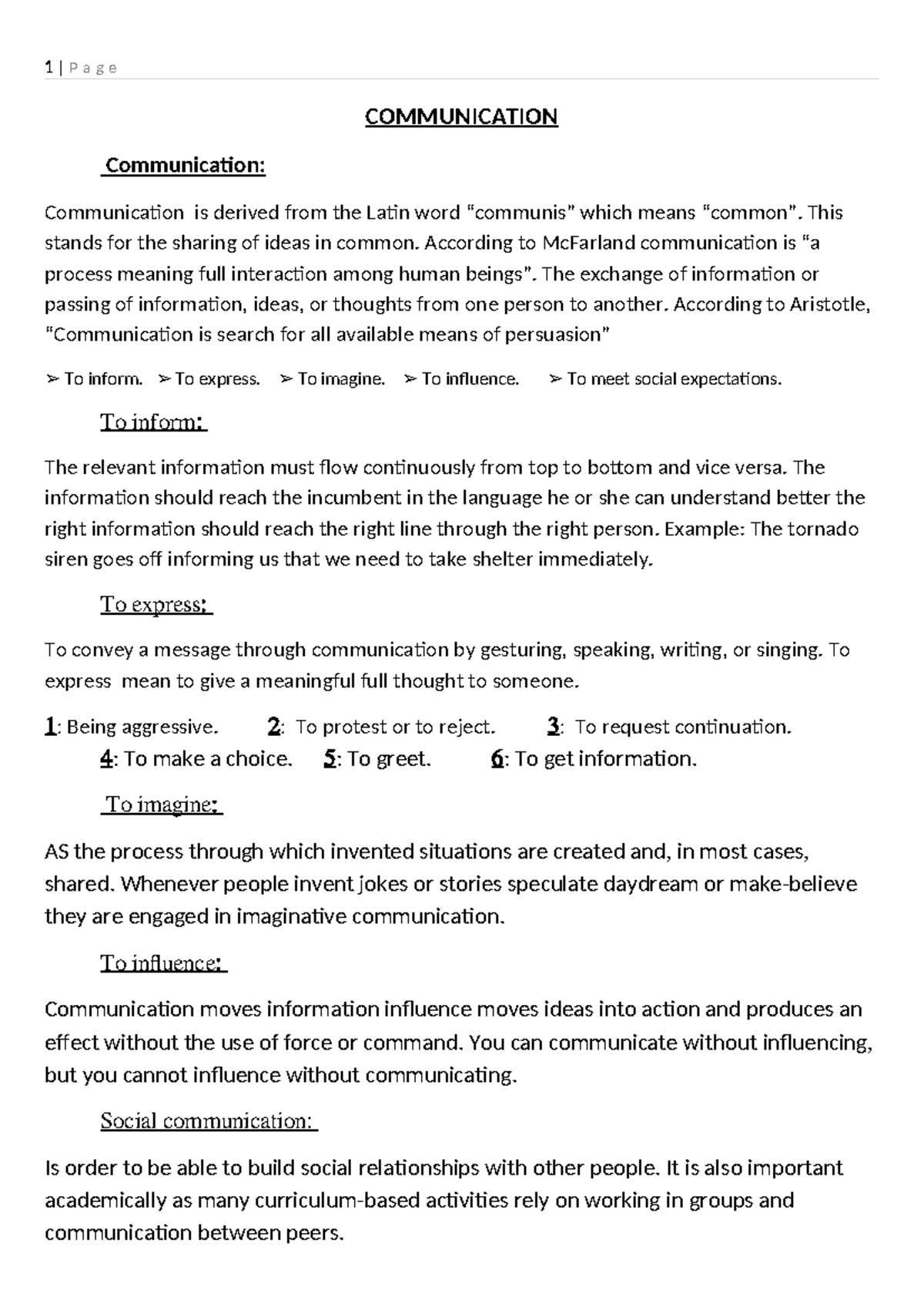 COMM 101: Comprehensive Communication Notes and Insights - Studocu