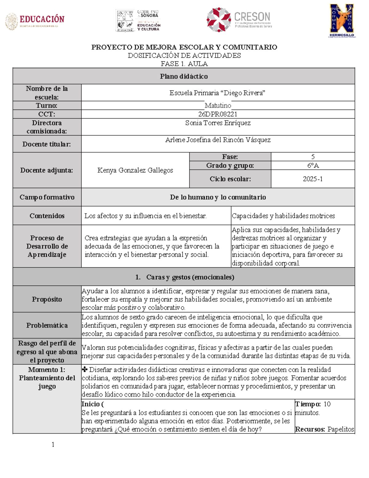 Planeación de Aprendizaje Basado en el Juego: Proyecto Escolar 2025 ...