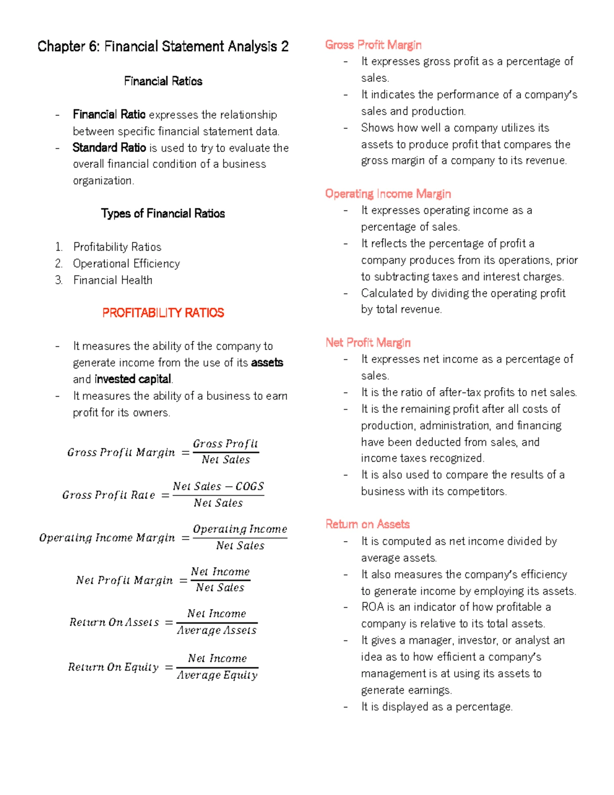Chapter 5 FS Analysis 1 Reviewer - Chapter 5: Financial Statement ...