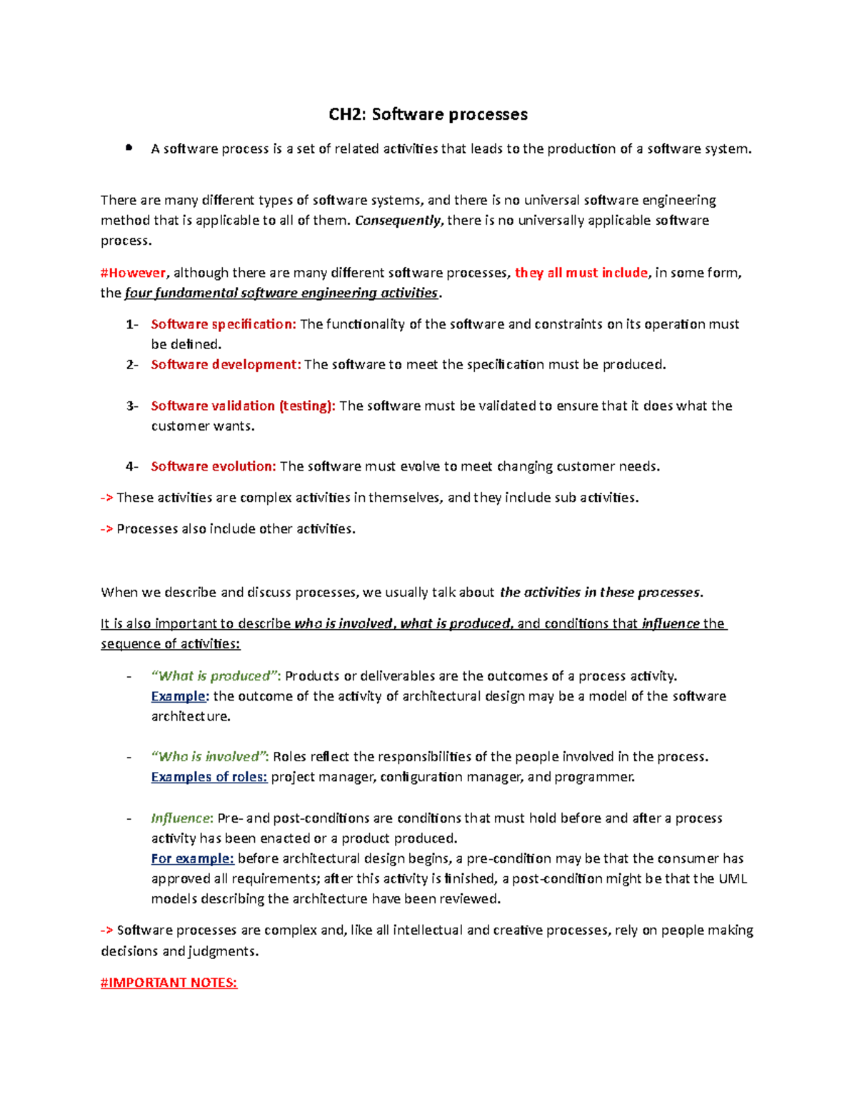 CH2 - Software Engineering Processes and Models Summary - Studocu