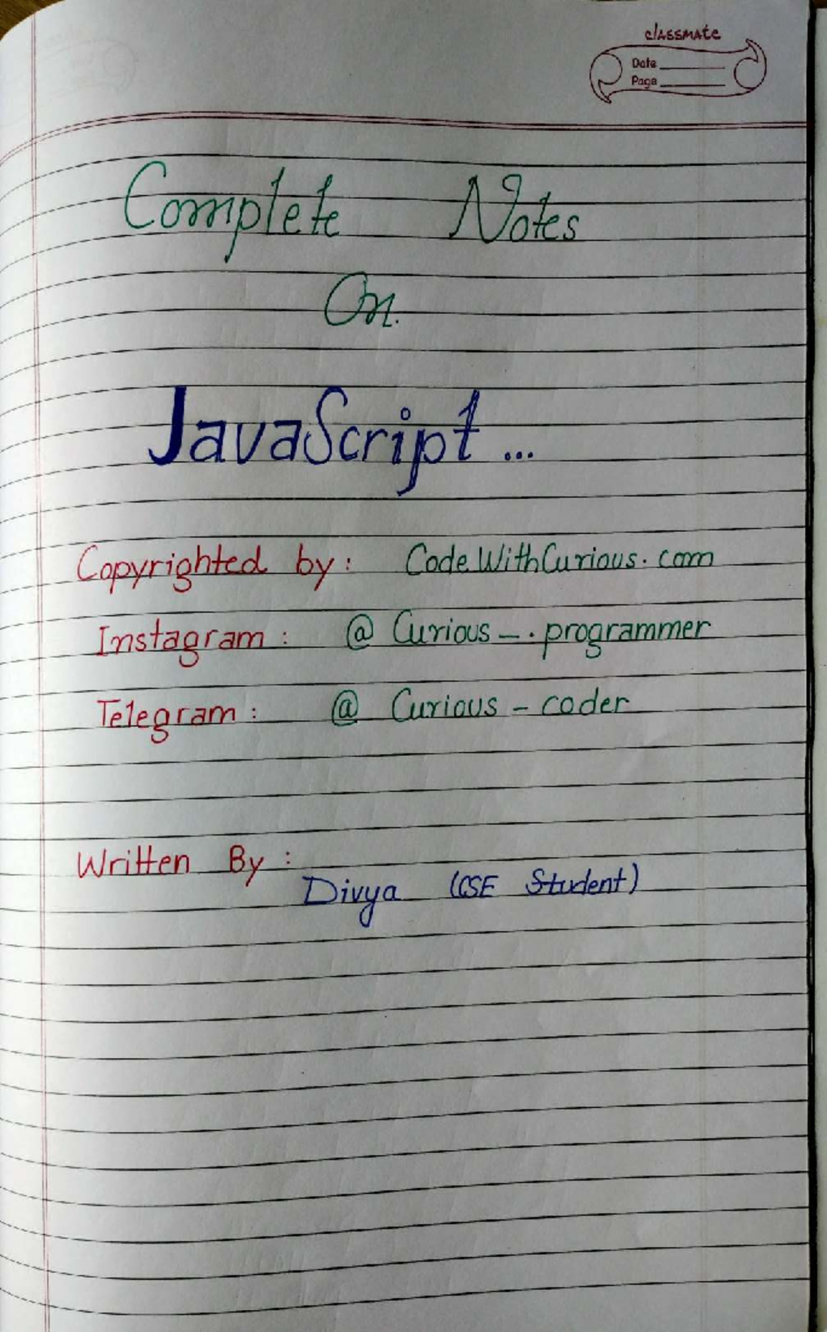 JavaScript Notes - Basics and Functions (CS101) - Studocu