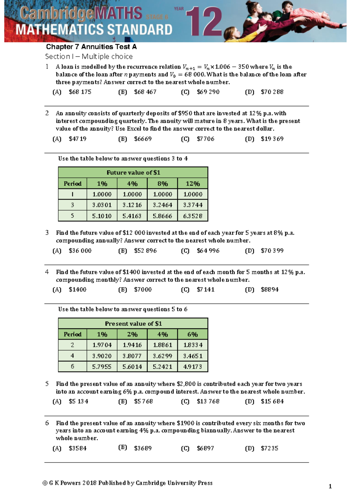 Chapter 7 Annuities Test A: Multiple Choice Questions - Studocu
