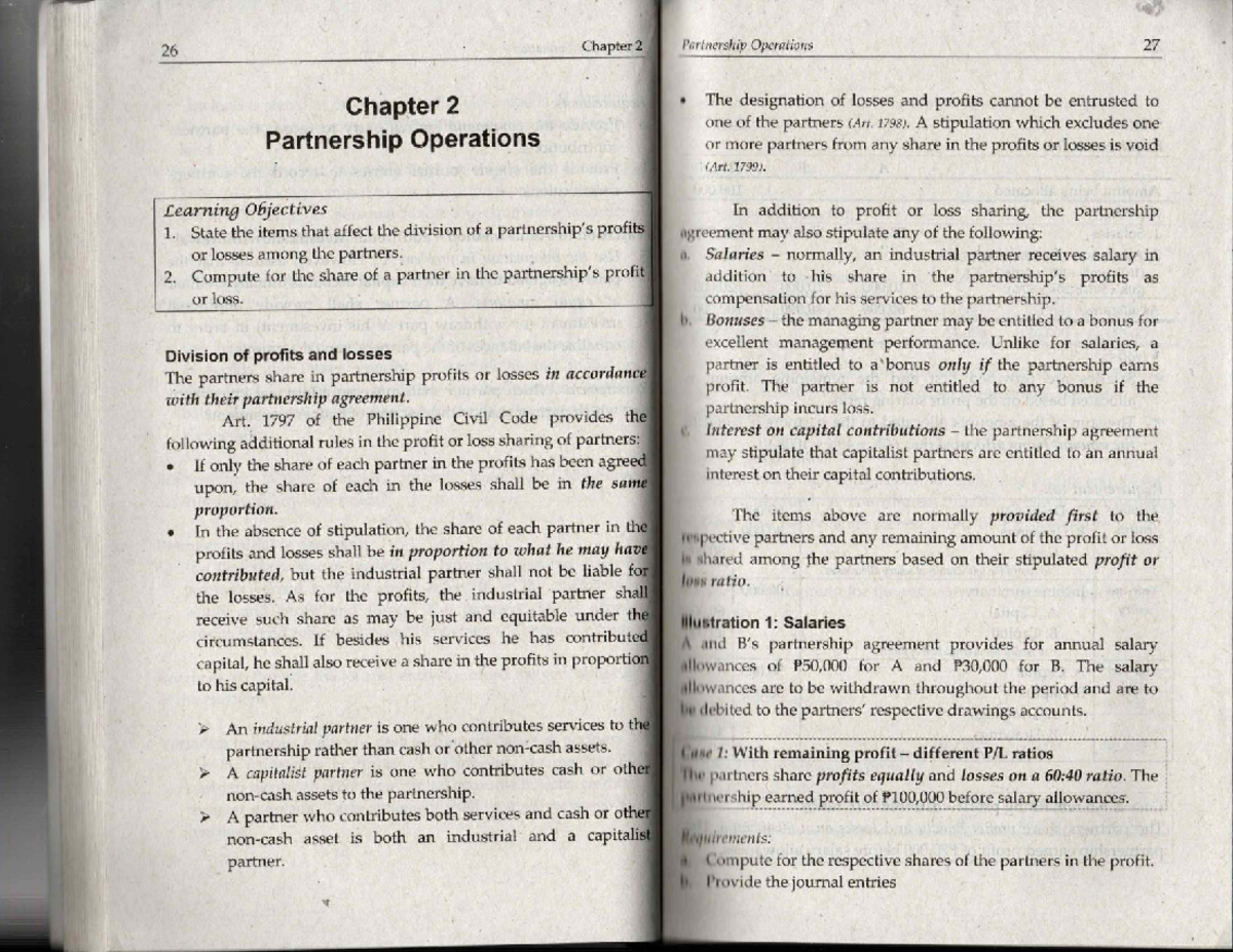 Chapter 2: Partnership Operations - Profit and Loss Sharing Analysis ...