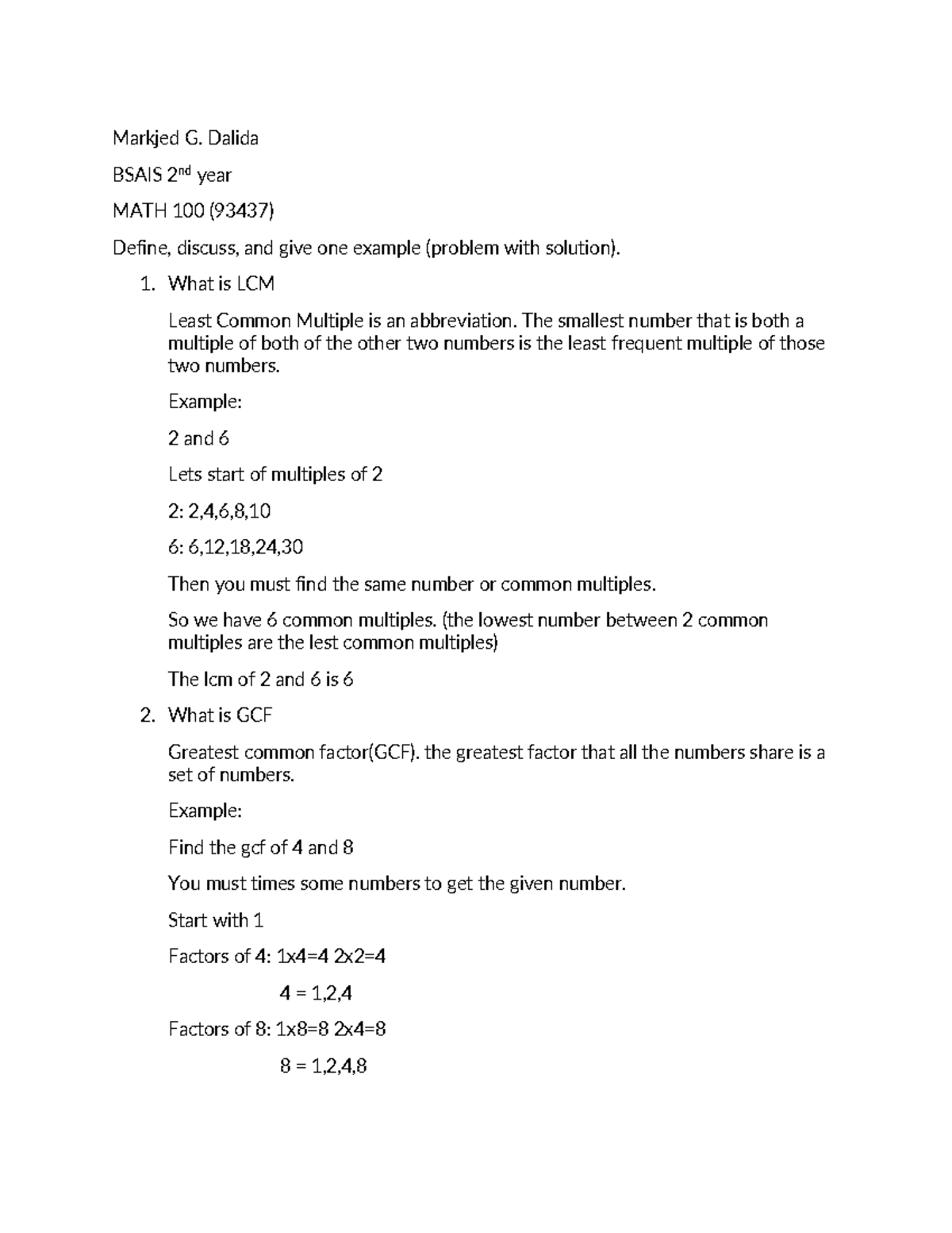 AP 2 MATH 100 - MATH NOTES - Markjed G. Dalida BSAIS 2nd year MATH 100 ...