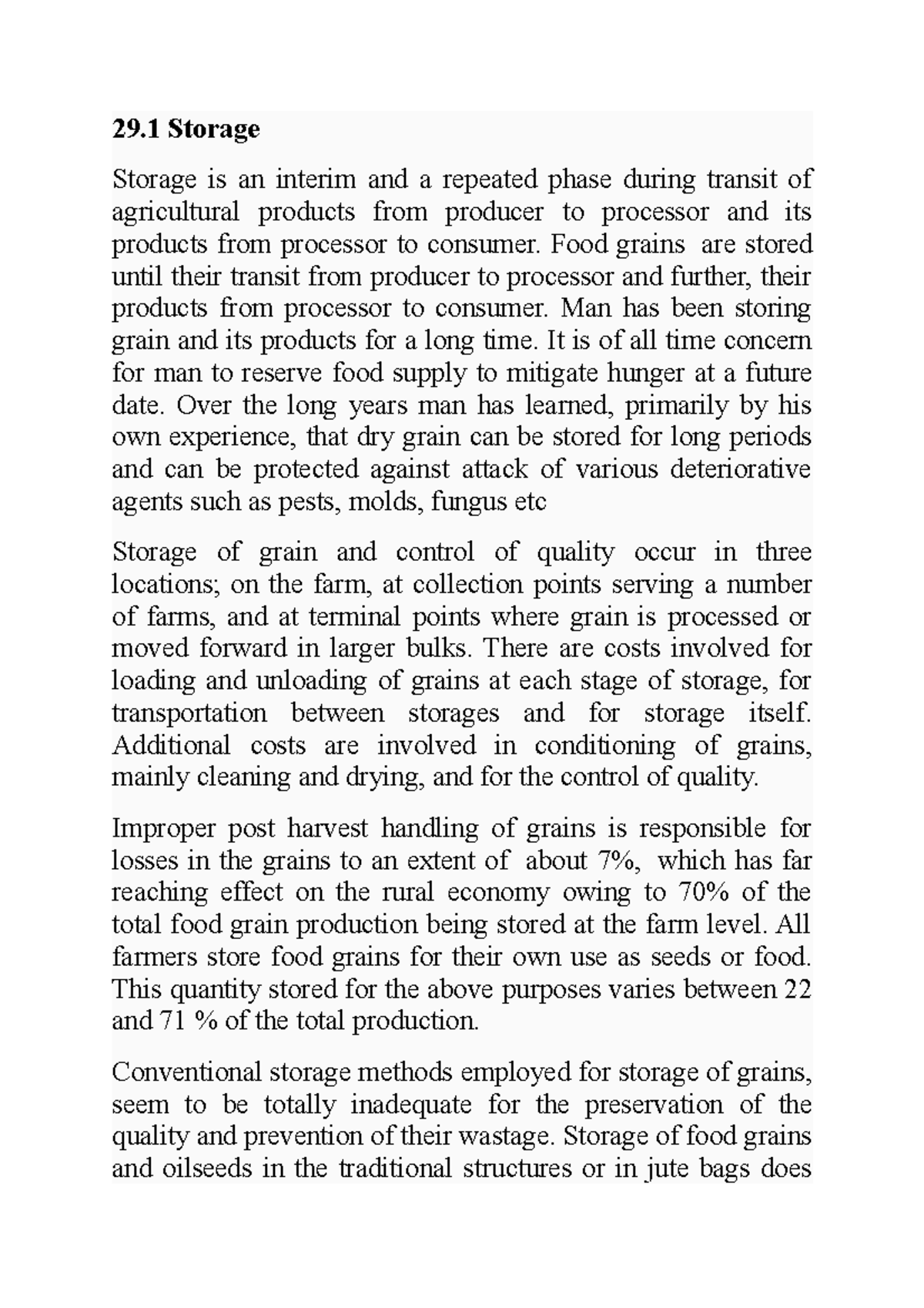 Storage Methods and Types: A Comprehensive Overview (AGRI 29.1) - Studocu