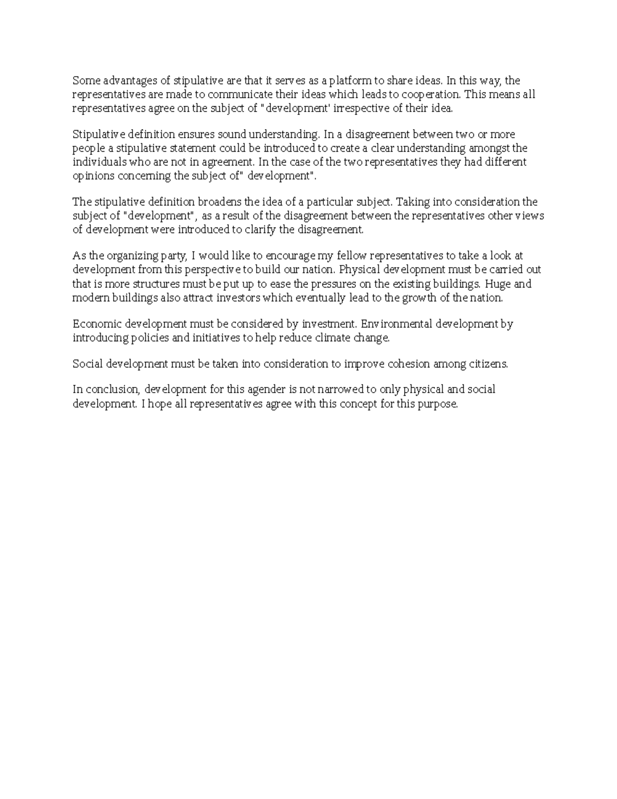 Untitled document - my note - Some advantages of stipulative are that ...