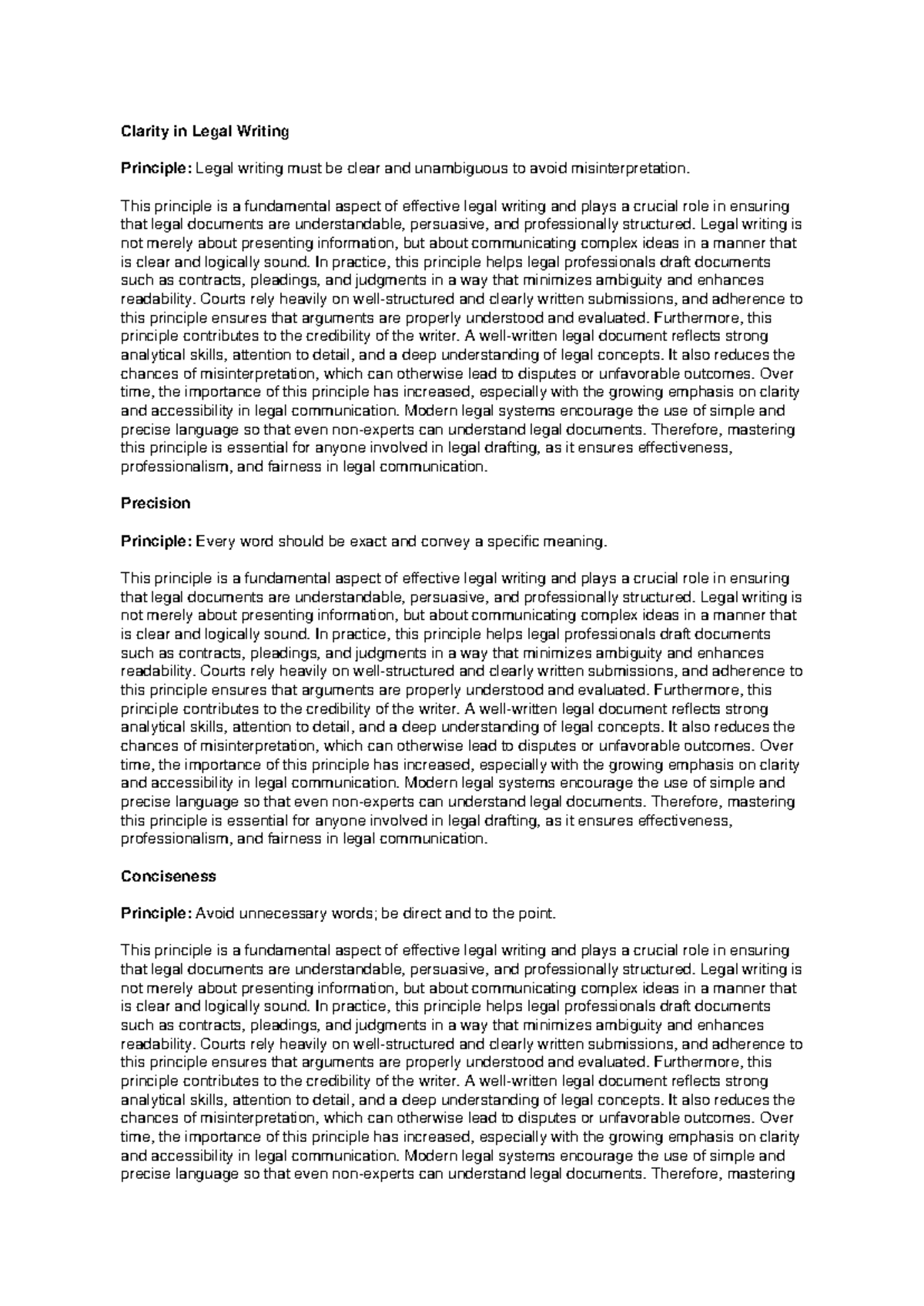 Fundamental Principles of Legal Writing (LAW 101) - Studocu