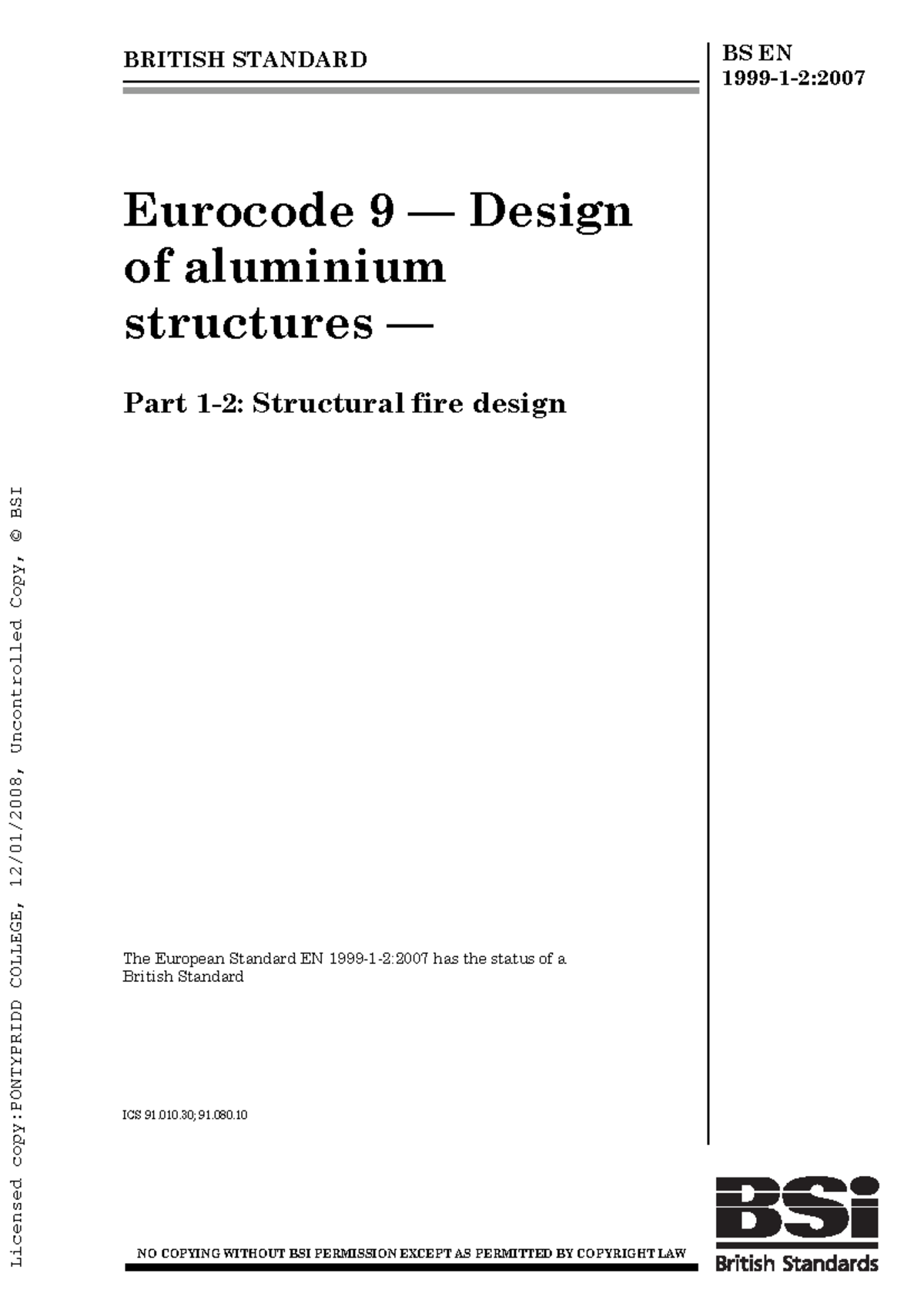 BS-EN1999-1-2 E 2007 Structural fire design - BRITISH STANDARD BS EN ...