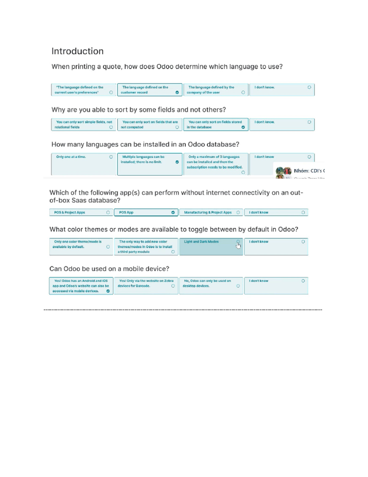 ODoo 16 Test Notes and Analysis for Effective Learning - Studocu
