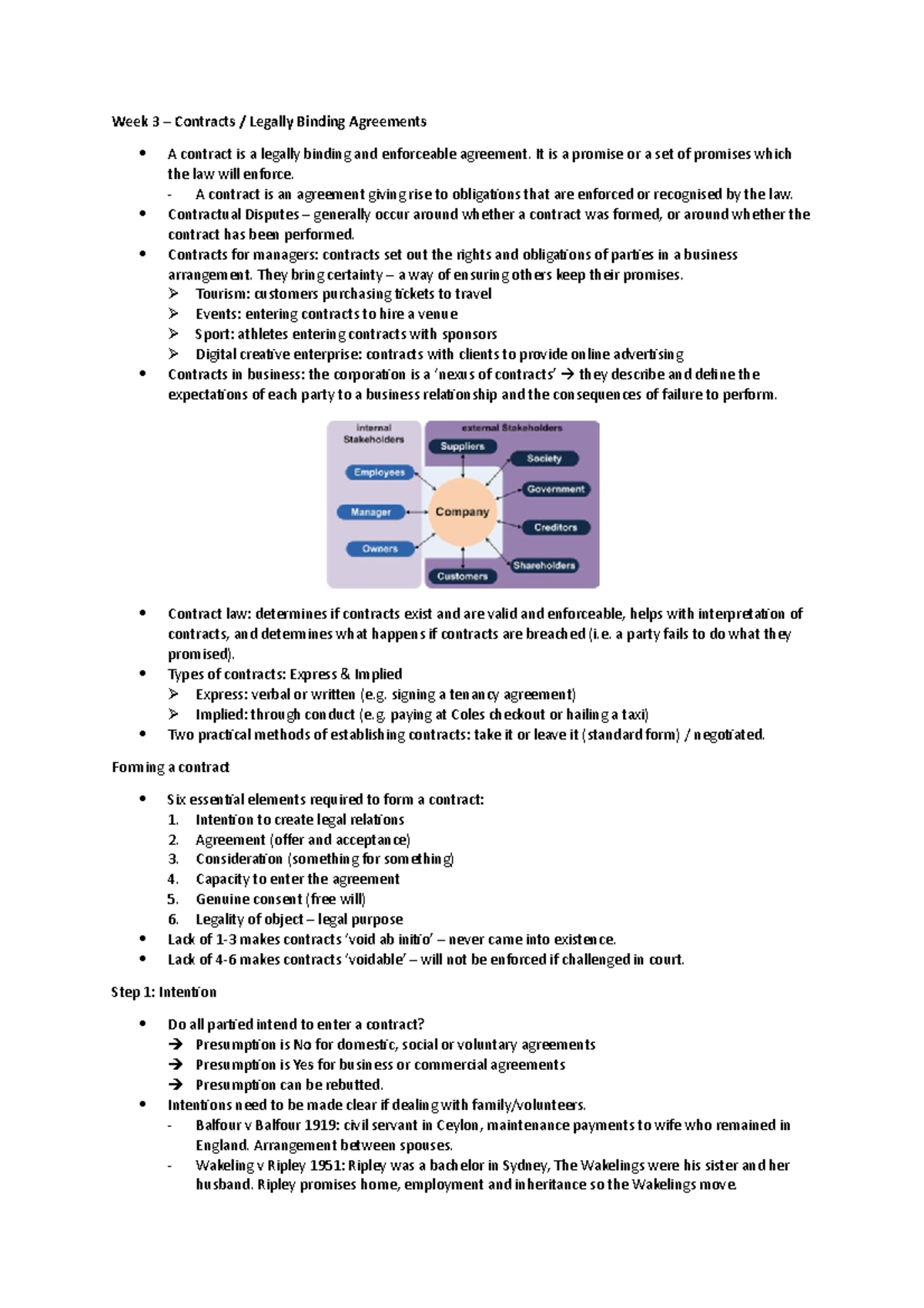 Lecture - Week 3 - Week 3 – Contracts / Legally Binding Agreements A ...