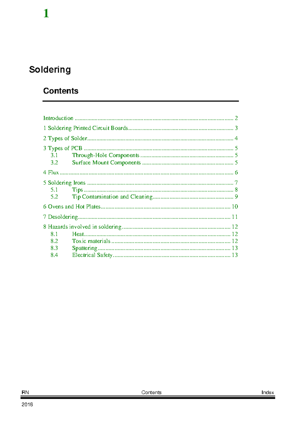 Soldering and Di solderinh - RN Contents Index Soldering Introduction ...