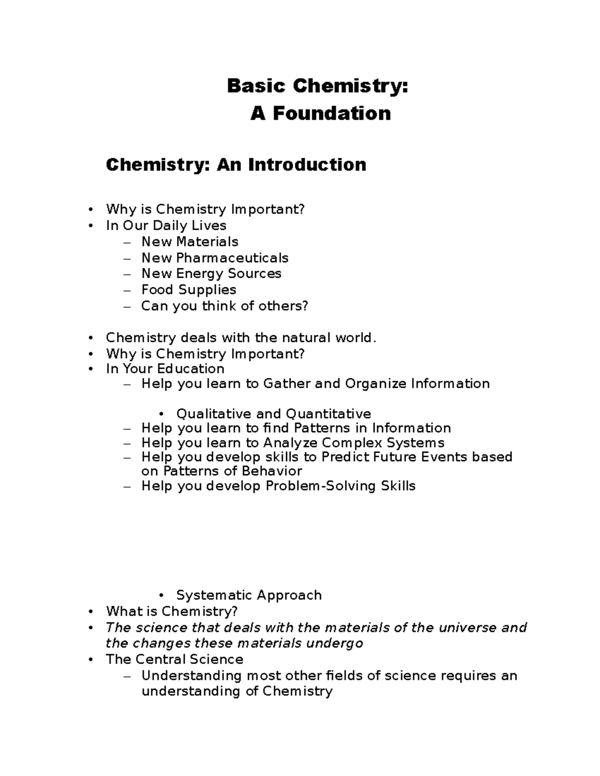 Basic Chemistry introduction - Basic Chemistry: A Foundation Chemistry ...