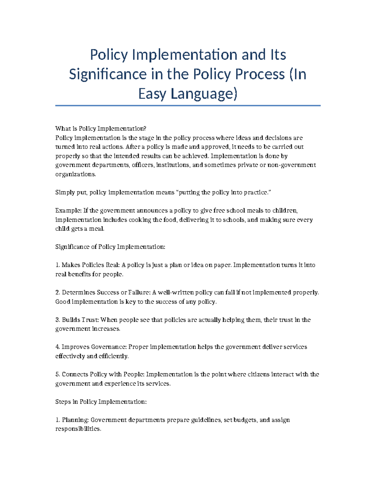 Policy Implementation: Understanding Its Importance and Challenges ...