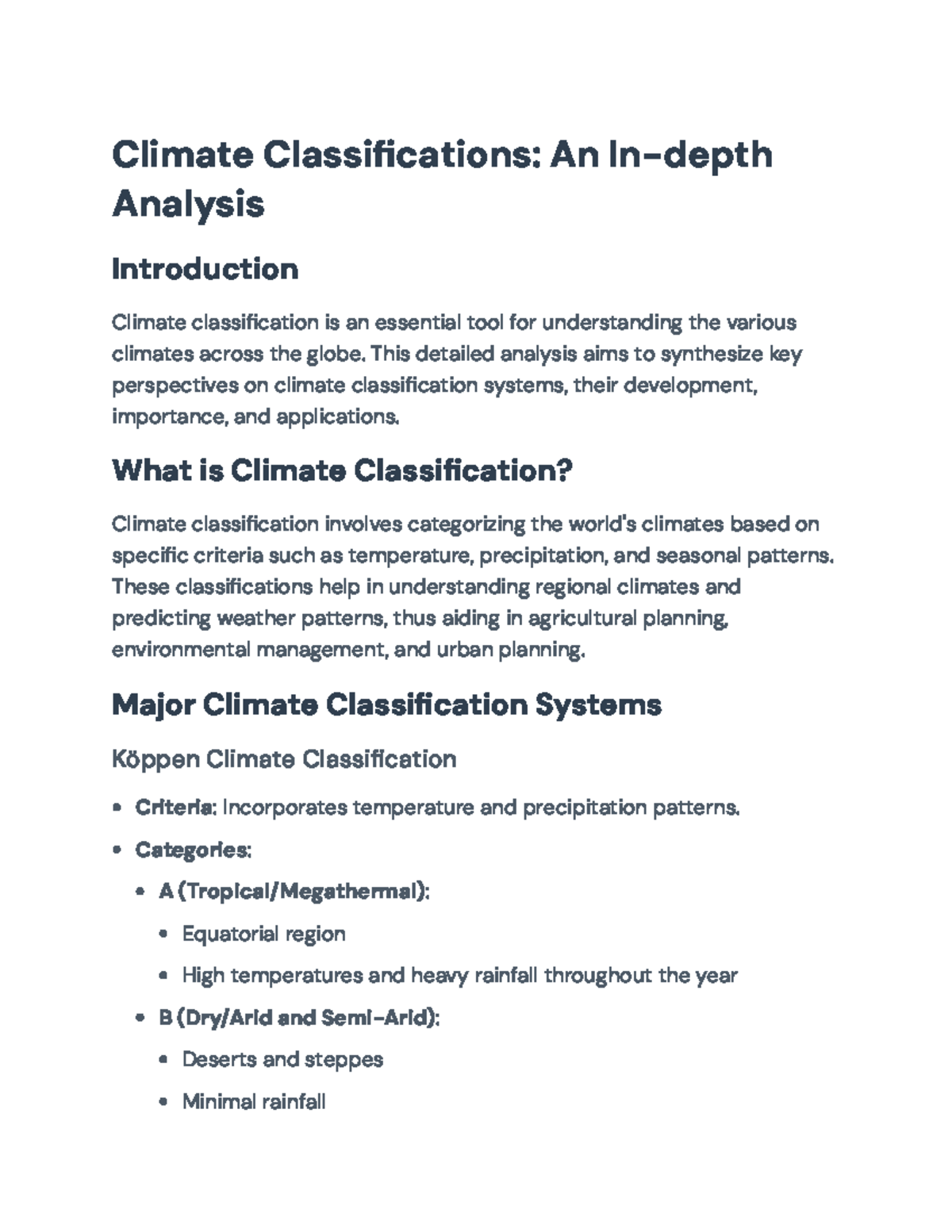 Climate Classifications: An In-depth Analysis for Fall 2014 - Climate ...