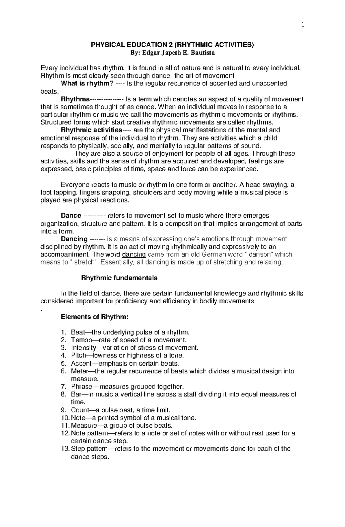 1509 - Understanding Rhythm in Physical Education 2: Dance Dynamics ...