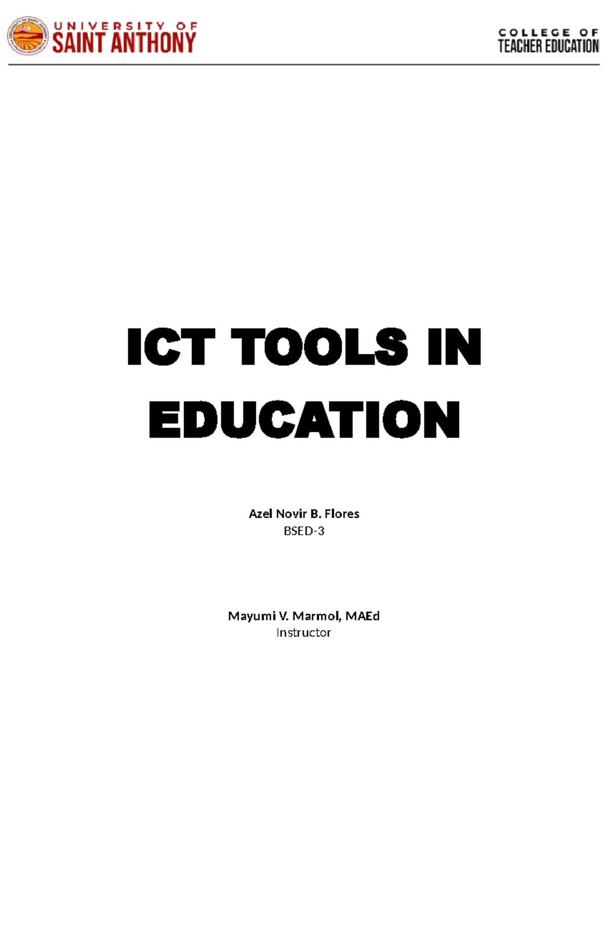 Ict Tools In Education Ict Tools In Education Azel Novir B Flores