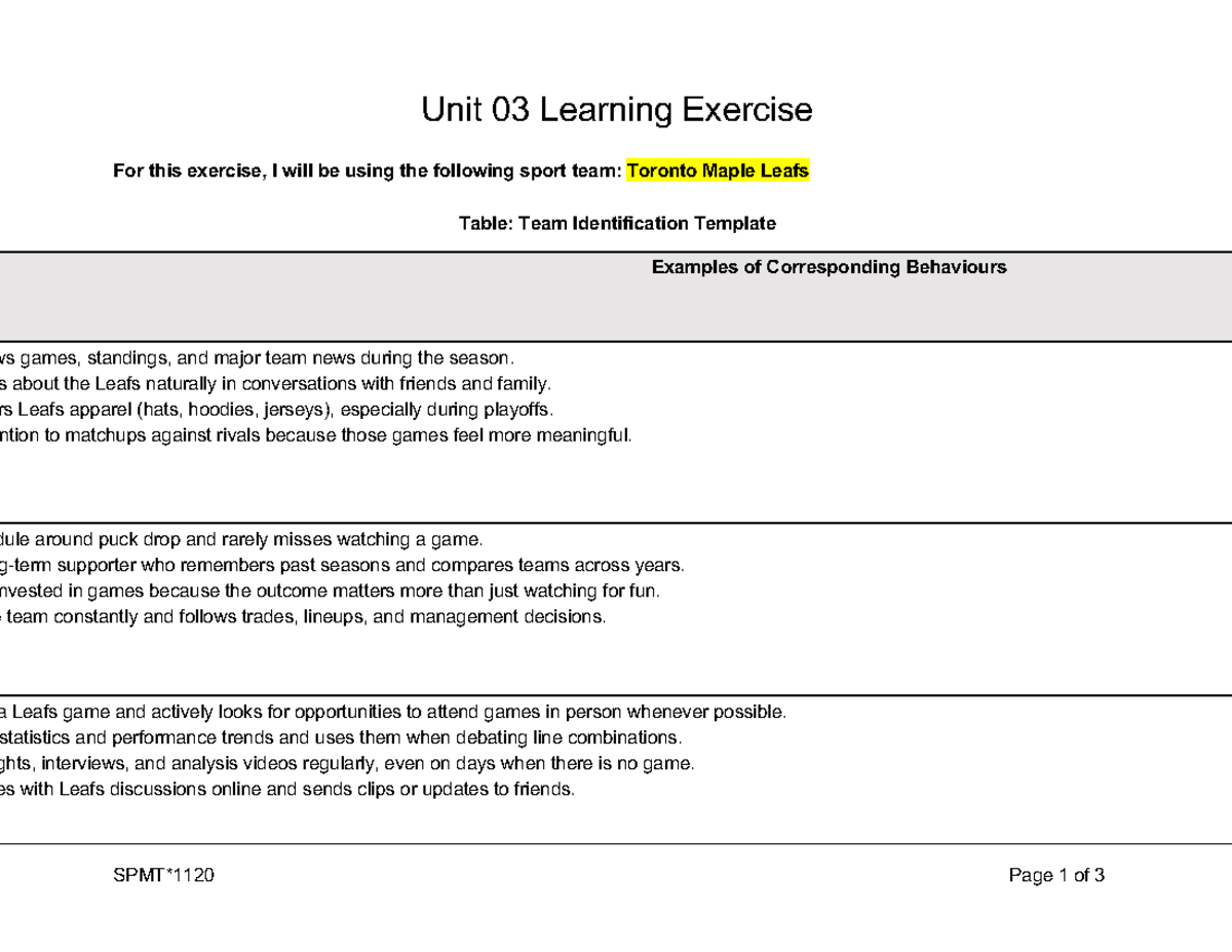 Unit 03 Learning Exercise: Analyzing Team Identification Levels - Studocu
