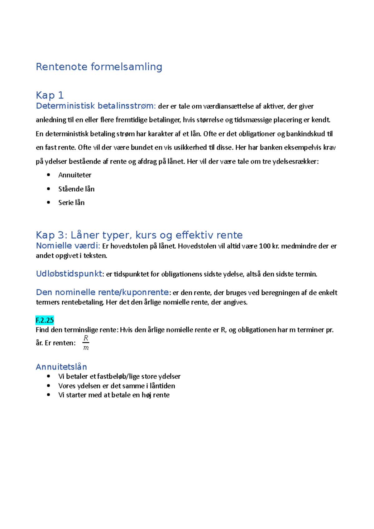 Rentenote Formelsamling - Detaljeret Guide til Lån og Rentestrukturen ...