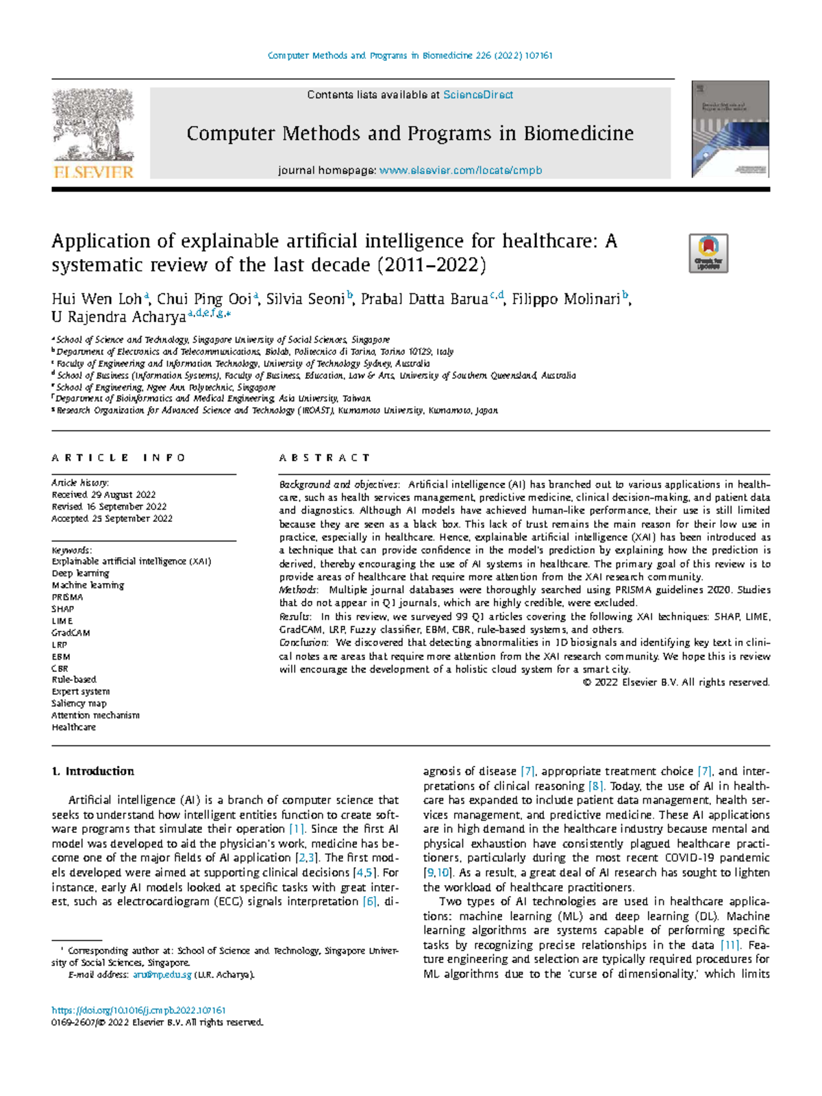 Application of Explainable AI in Healthcare: A Systematic Review (CM ...