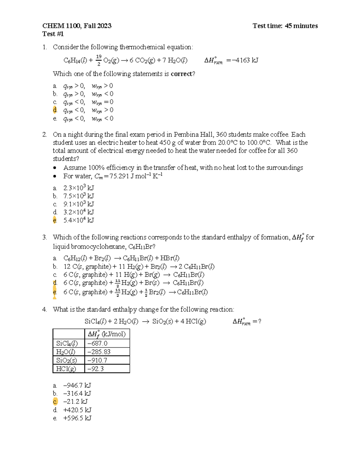 CHEM 1100, Fall 2023 Practice Midterm Exam Review - Studocu