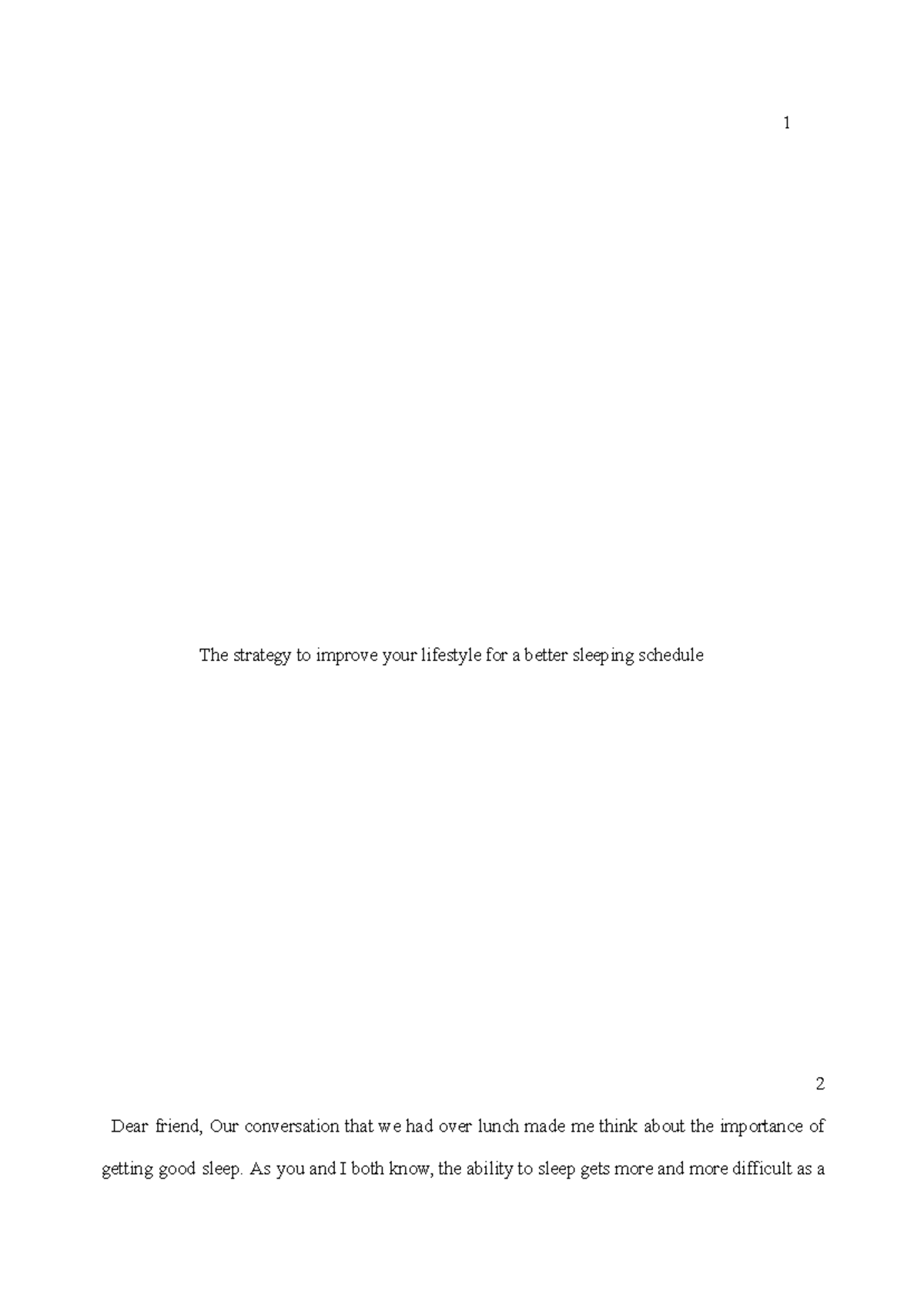 Psyc 1010 Assignment #1 On Sleep - 1 The strategy to improve your ...