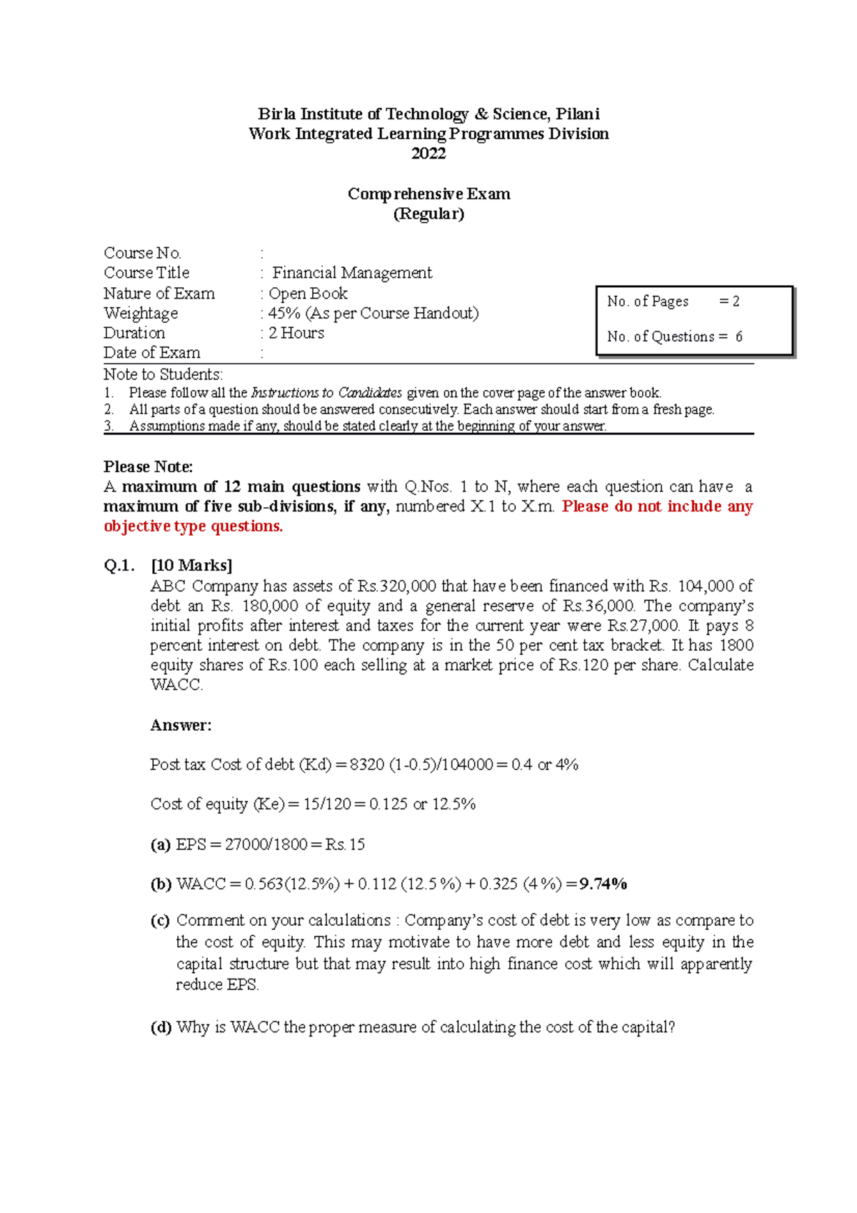 Key FM 3R - ec2 - Birla Institute of Technology & Science, Pilani Work ...