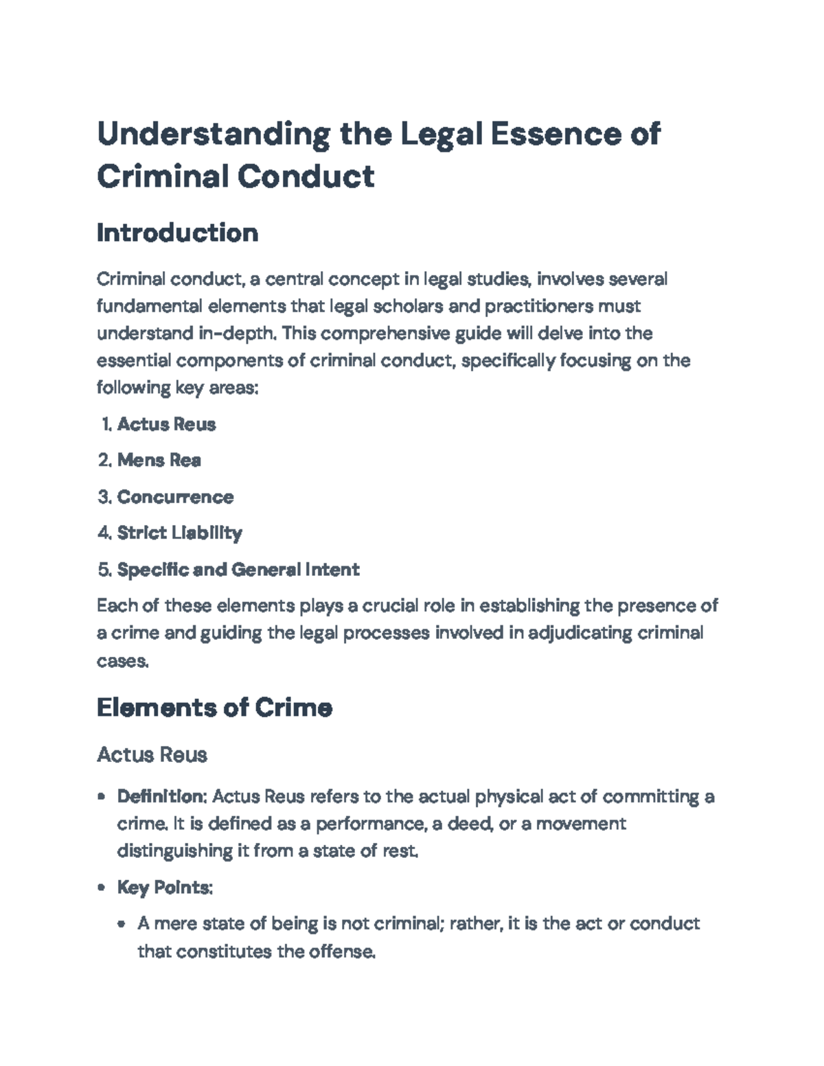 Understanding the Legal Elements of Criminal Conduct (Law 101 ...