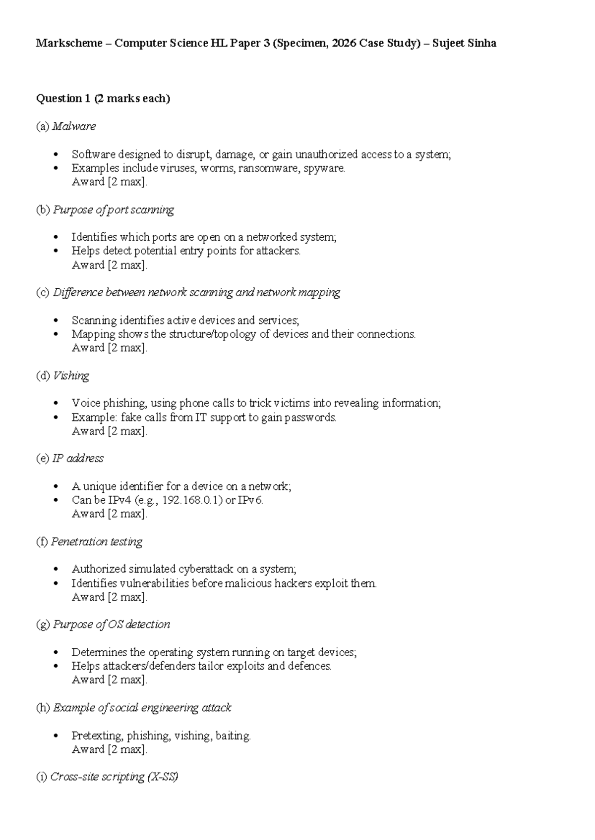 Case Study Questions - May-Nov 2026 MS for Comp Sci HL Paper 3 - Studocu