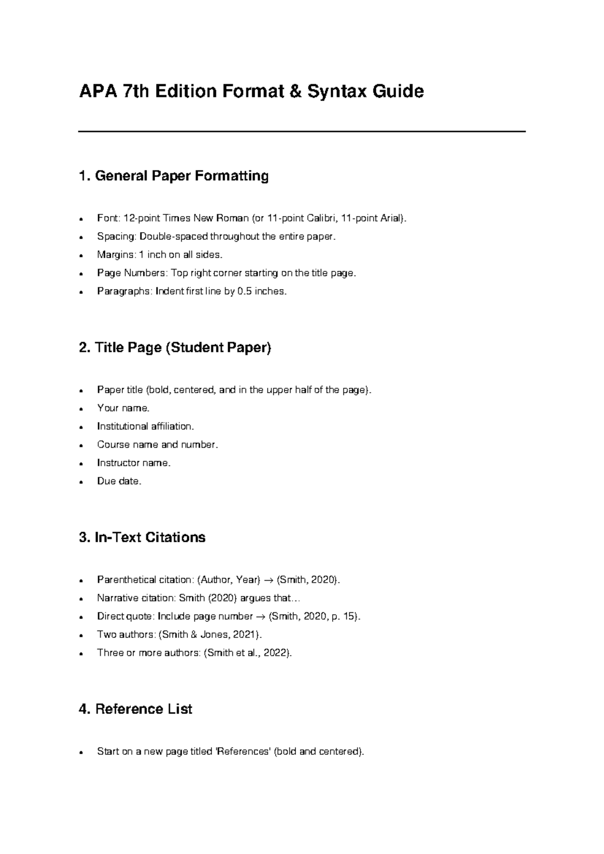 APA 7th Edition Format Guide for Student Papers - Studocu