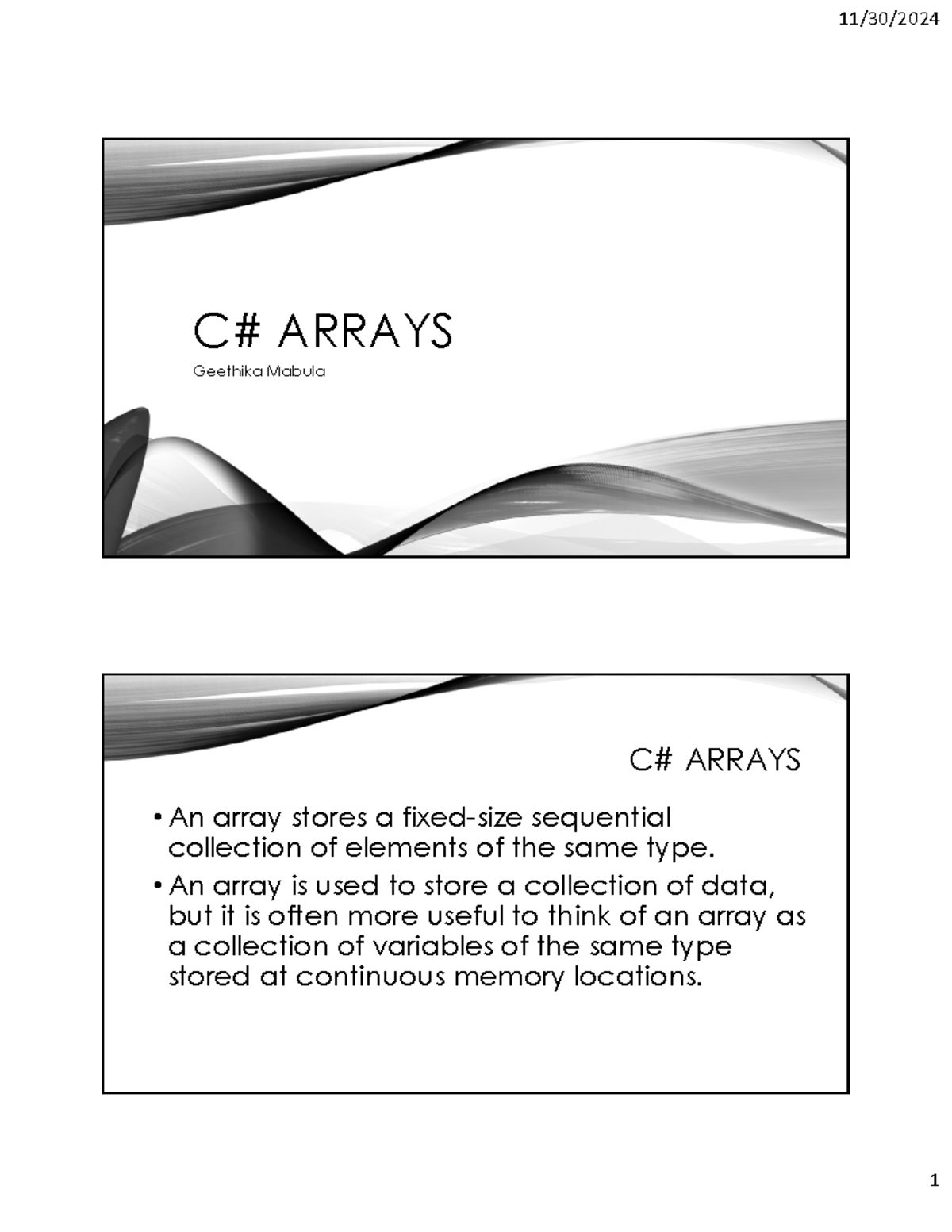 ARRAYS: Comprehensive Notes on Declaration, Initialization, and ...