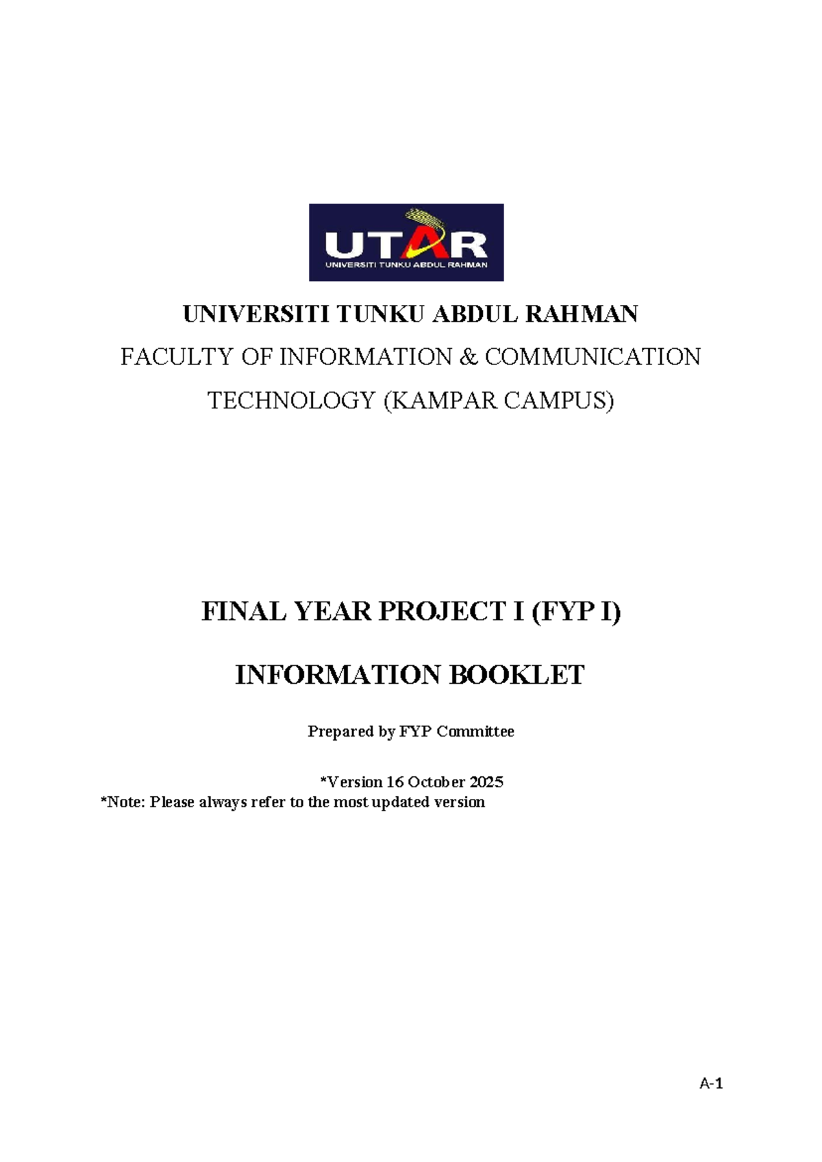 FYP I Guidelines for Project Development (FICT 2025) - Studocu
