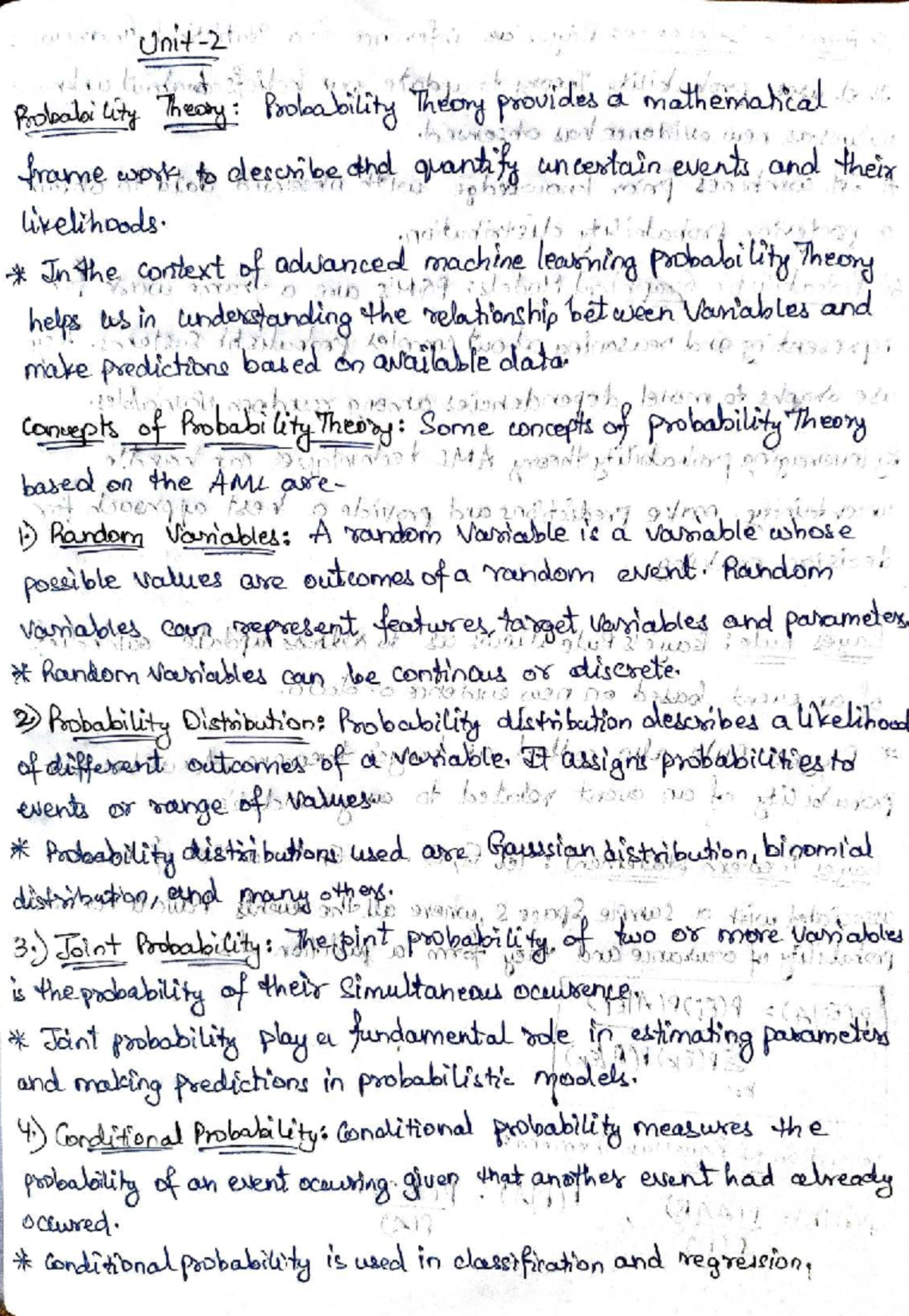 AML UNIT 2 - Probability Theory and Bayesian Networks Notes - Studocu