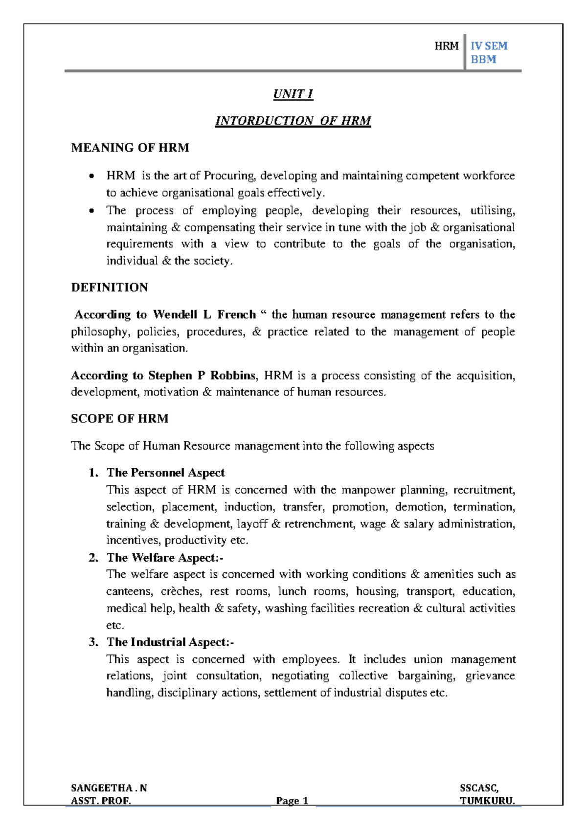 **BBM HRM 101: Comprehensive Study on Human Resource Management** - Studocu