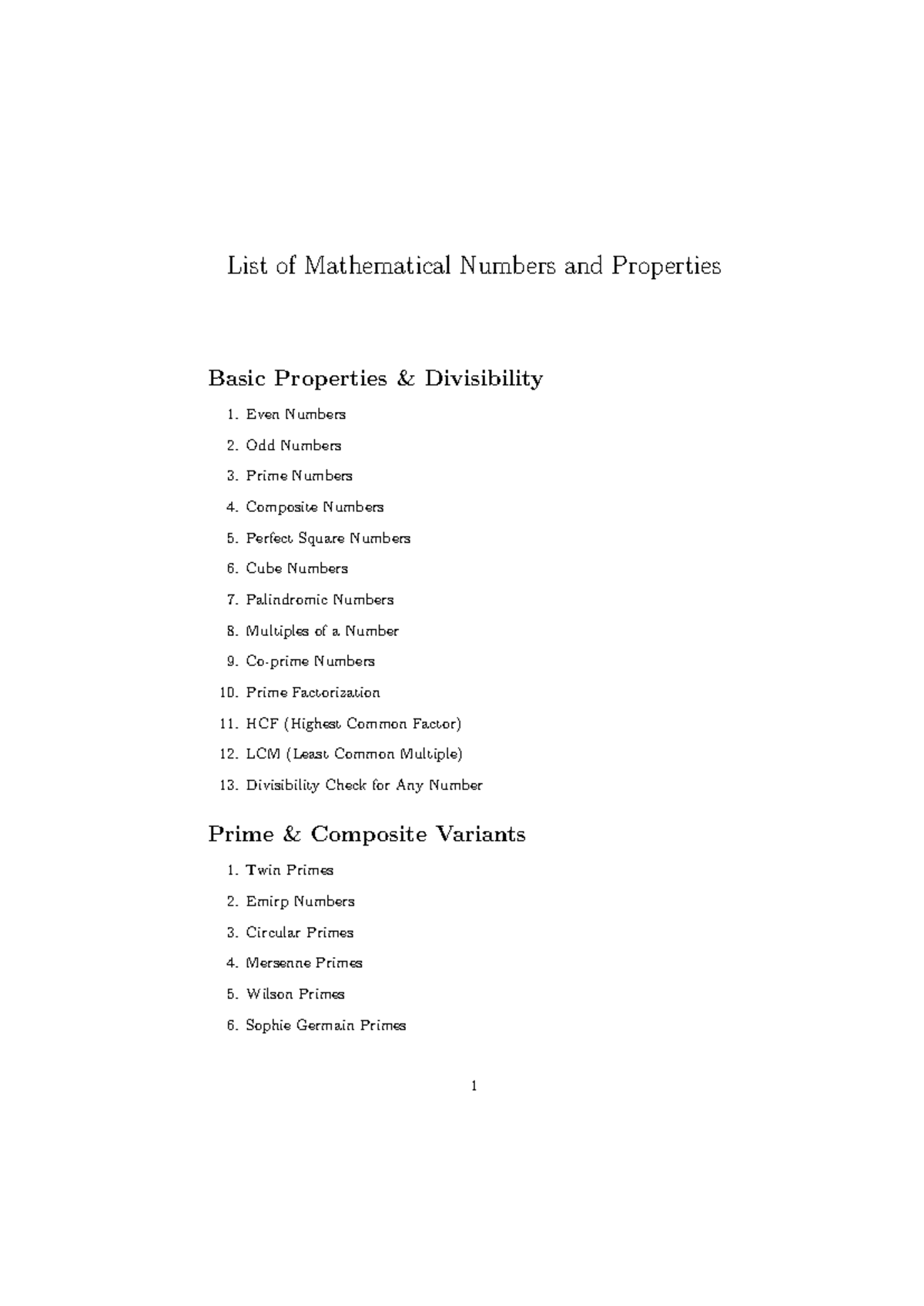 Mathematical Numbers & Properties Overview: Key Concepts & Types - Studocu