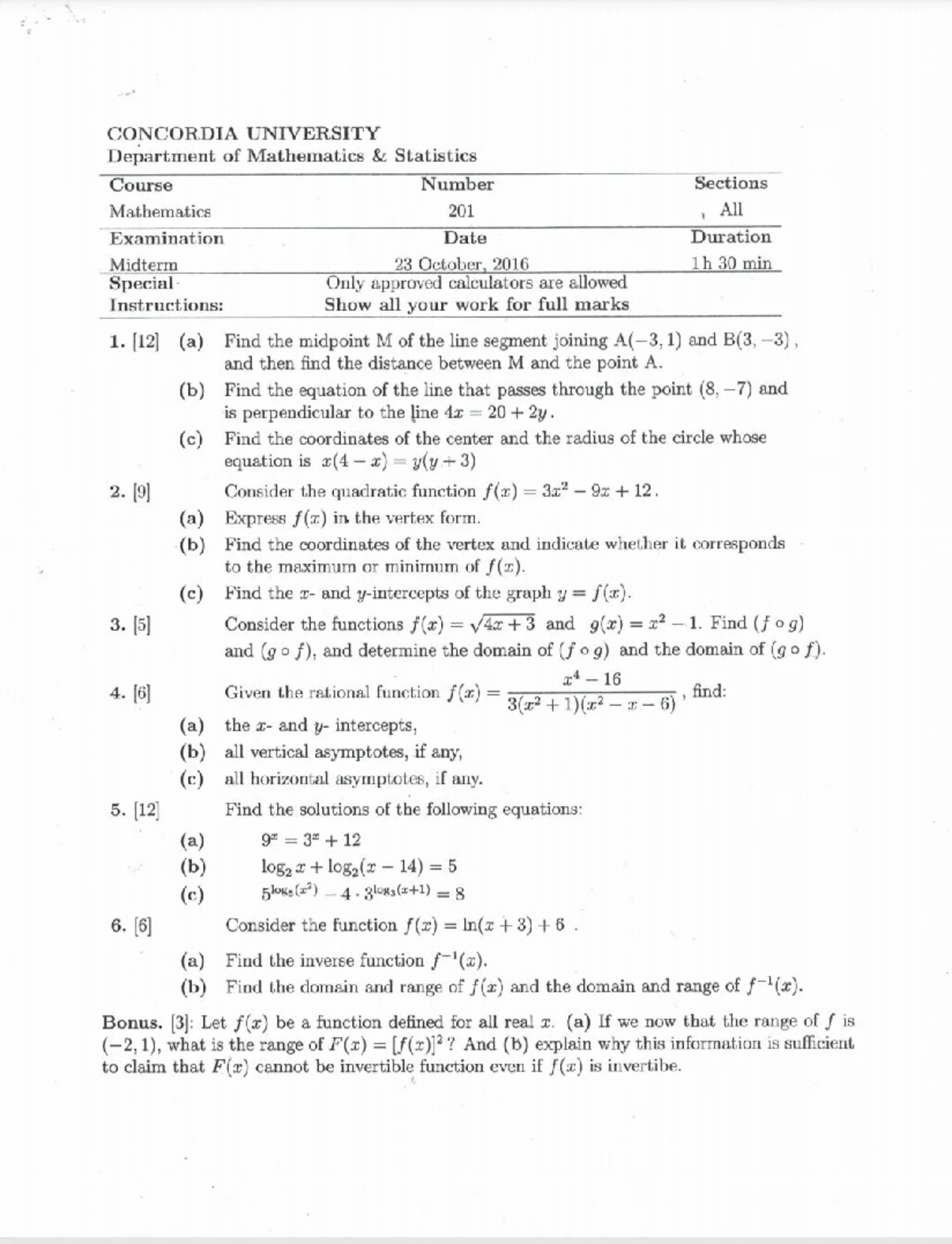 MATH 201 EC Winter 2025: Assignment 1 Solutions on Lines & Circles ...