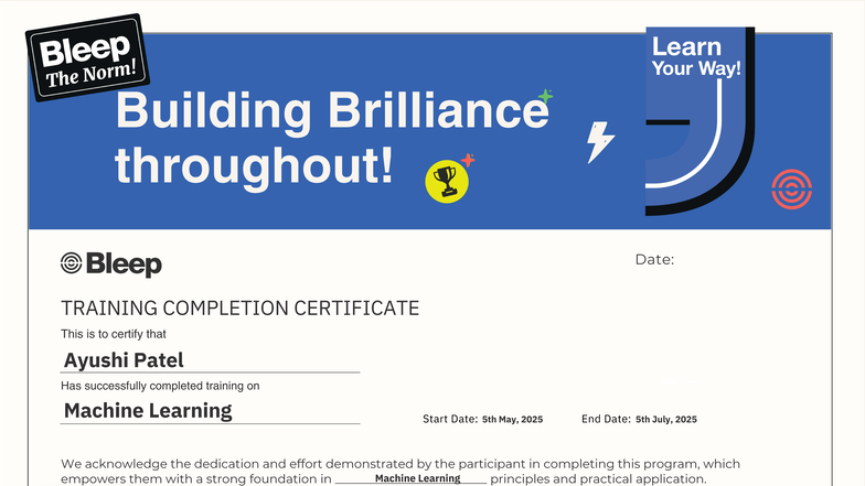 Machine Learning Training & Internship Completion Certificate - Studocu