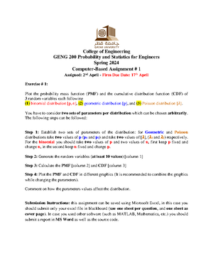 HW1 probability - Probability and Statistics for Engineers - Studocu