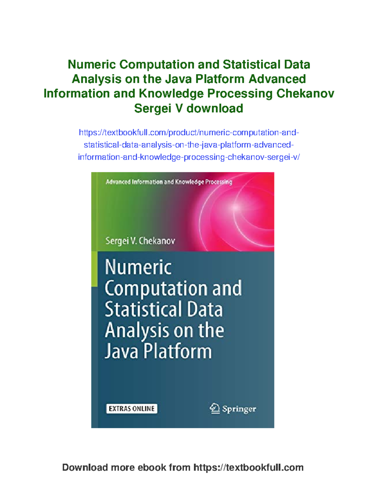 Numeric Computation & Statistical Data Analysis on Java Platform - Studocu