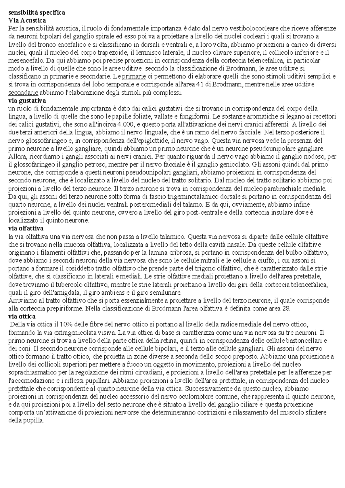 Sensibilità Specifica e Vie Nervose: Nervo Vestibolococleare e Altri ...